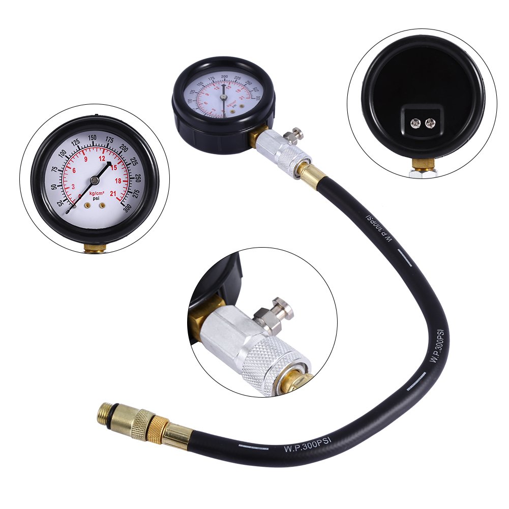 Professional Gas Engine Compression Tester Kit - Accurate Pressure Gauge for Car, Motorcycle & Small Engines - Durable Garage Diagnostic Tool with Protective Case - Perfect for Mechanics, DIY Auto Repair & Engine Maintenance