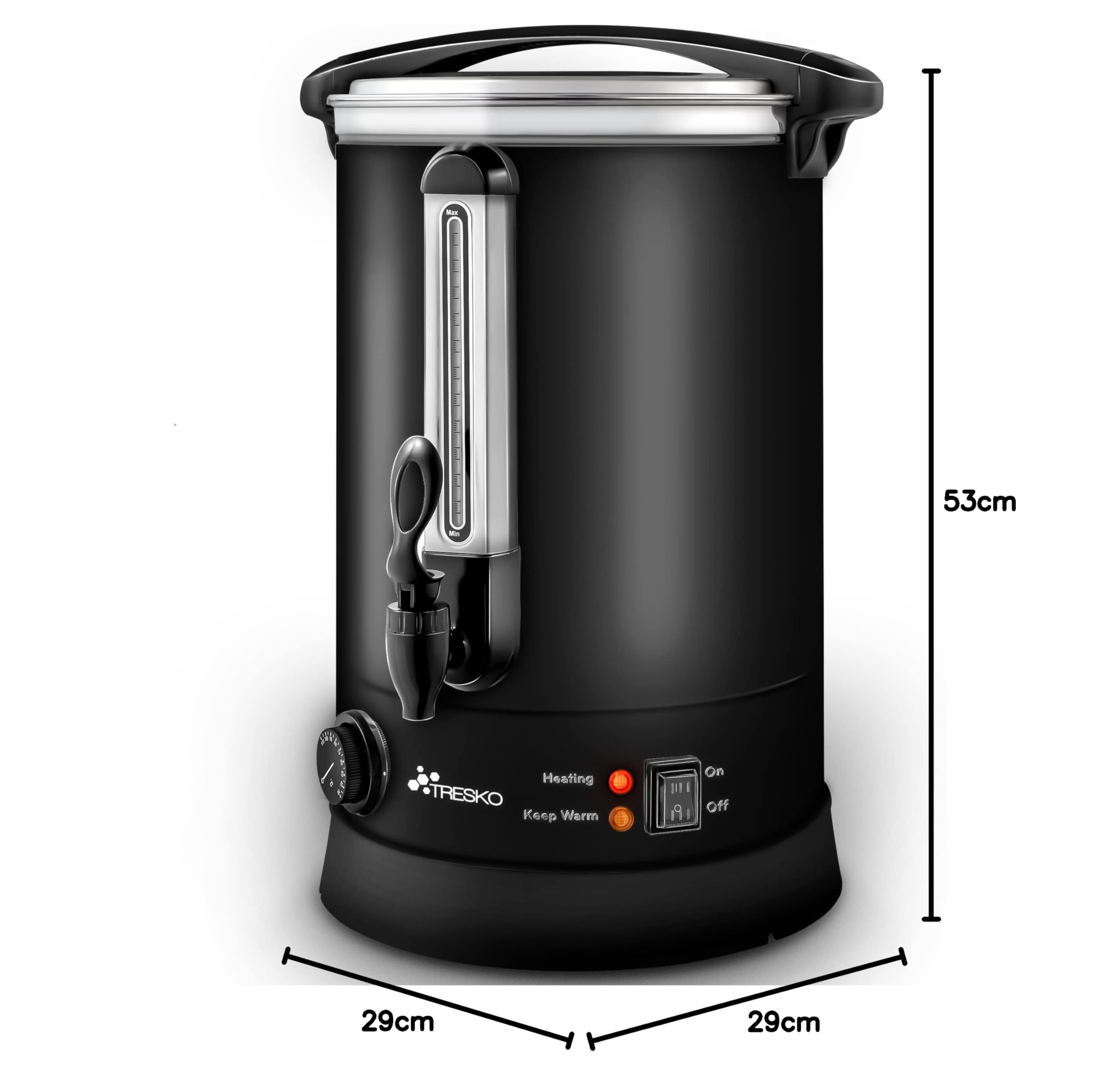 TRESKO® 20L 2500W Automatic Stainless Steel Mulled Wine Warmer - Hot Beverage Dispenser & Hot Water Distributor for Restaurants, Cafes & Holiday Parties