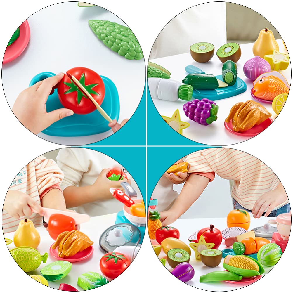 1 Set Play House Toy Cutting Fruit Vegetable Toy for Kids - Pretend Play Kitchen Set with Realistic Fruits & Vegetables - Perfect for Role Play, Learning & Fun at Home or Preschool
