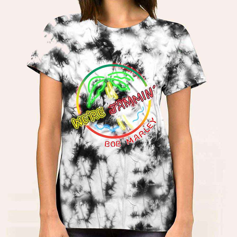 Bob Marley Unisex T-Shirt with Neon Sign Design - Vintage Wash Collection - Perfect for Concerts, Festivals, and Casual Streetwear