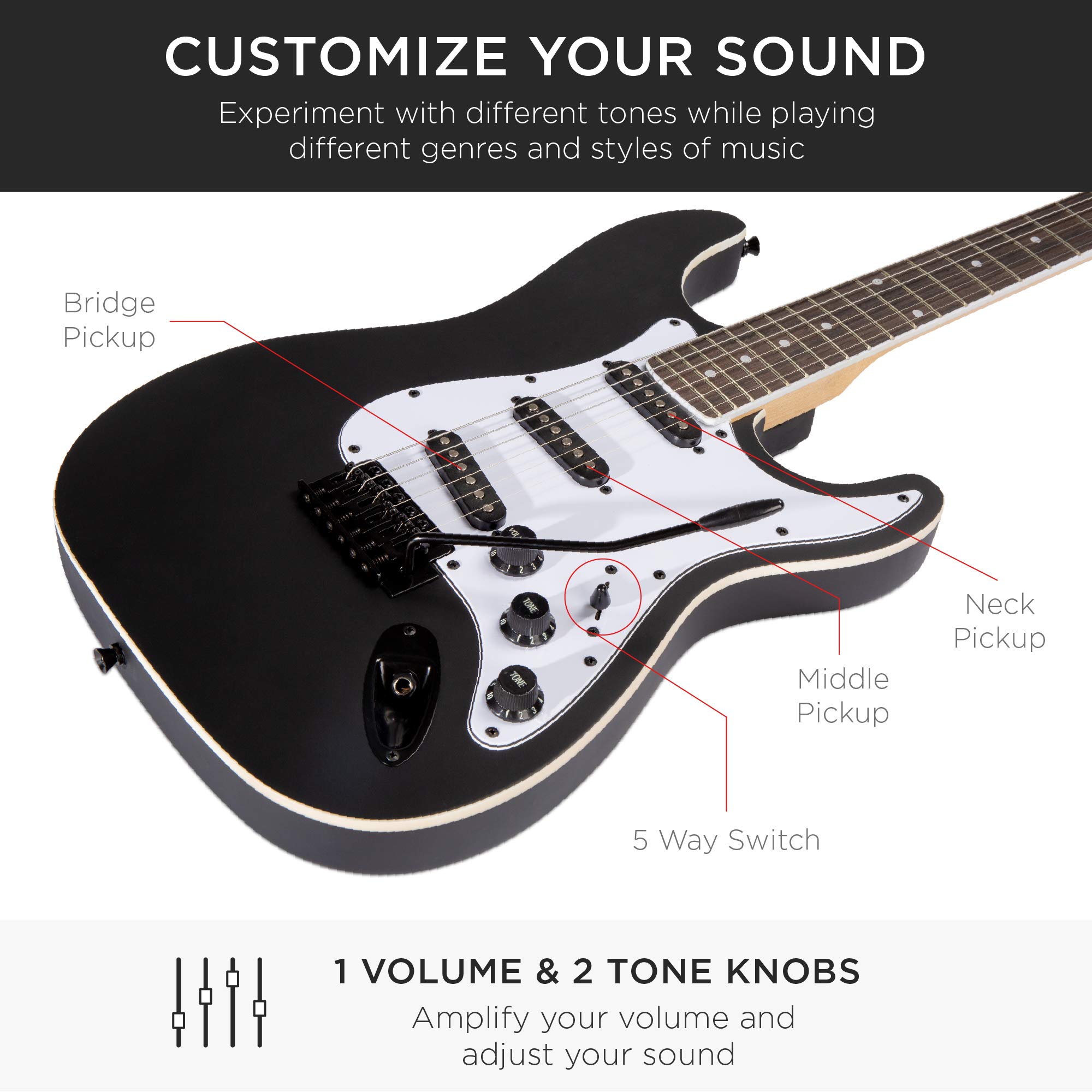 Best Choice Products 39-inch Full Size Electric Guitar Starter Kit for Beginners with Gig Bag, Adjustable Strap, 10W Amplifier, Extra Strings, Picks & Tremolo Bar - Jet Black | Perfect for Home Practice, Music Lessons & Live Performances