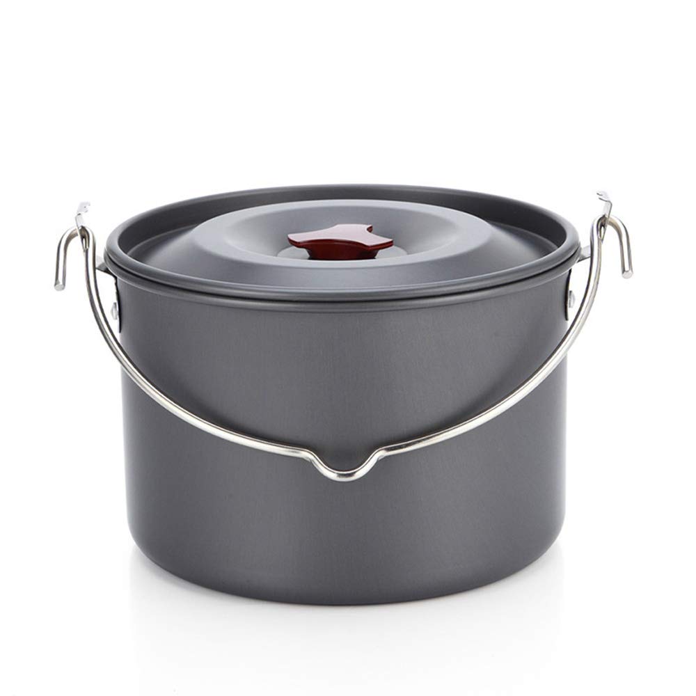 Large Aluminum Camping Cook Pot - 5L Outdoor Hanging Pot for Campfire Cooking, Backpacking & Picnics | Durable Lightweight Camping Gear for Hiking, RV Trips & Outdoor Adventures