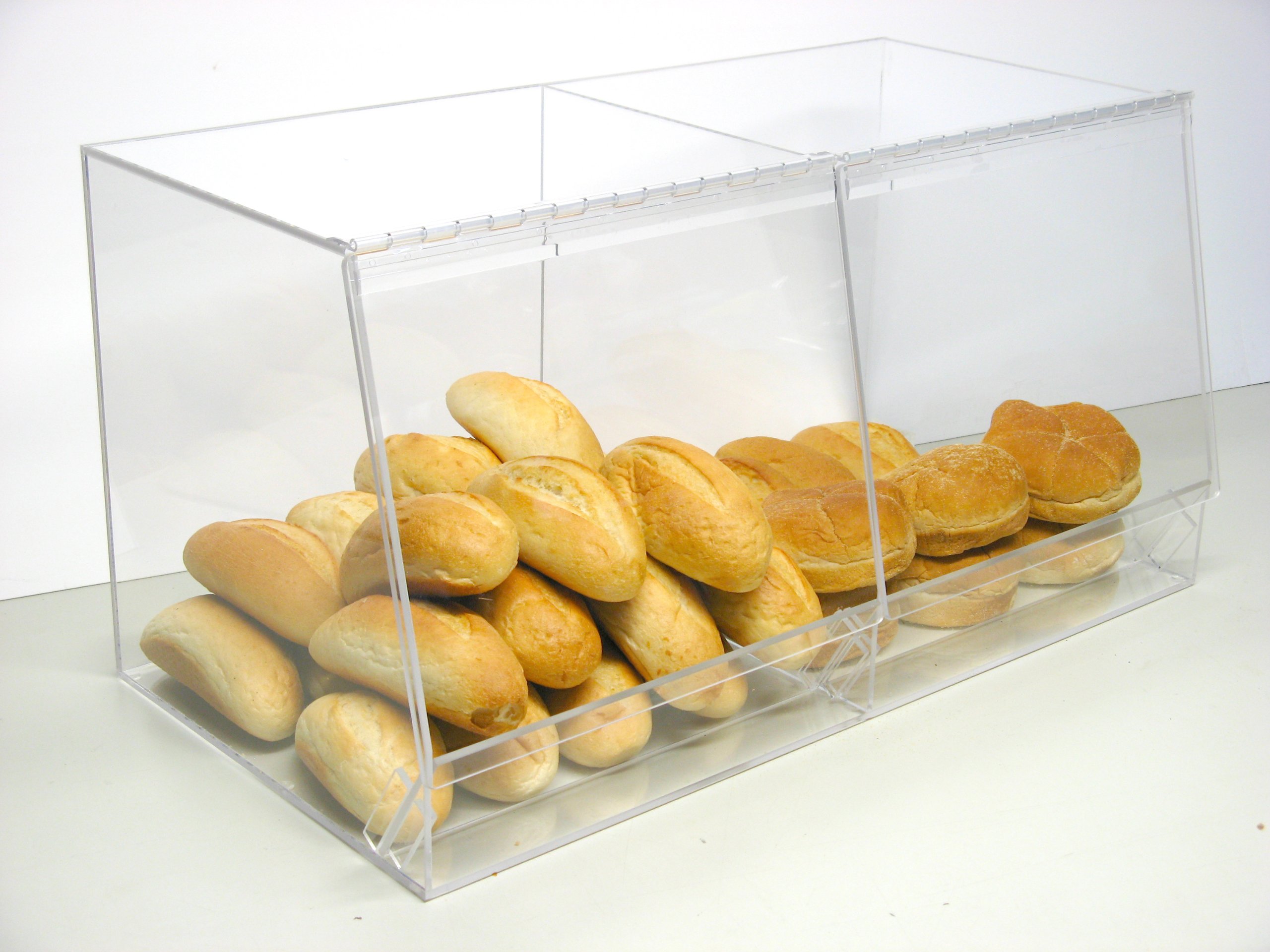 RCS Plastics Bulk Bread Storage Display Case - 2 Containers for Deli, Convenience Stores & Bakeries | Perfect for Sandwiches, Pastries, Donuts & Bagels | Removable Crumb Cleanout | Ideal for Commercial Food Display & Retail Organization