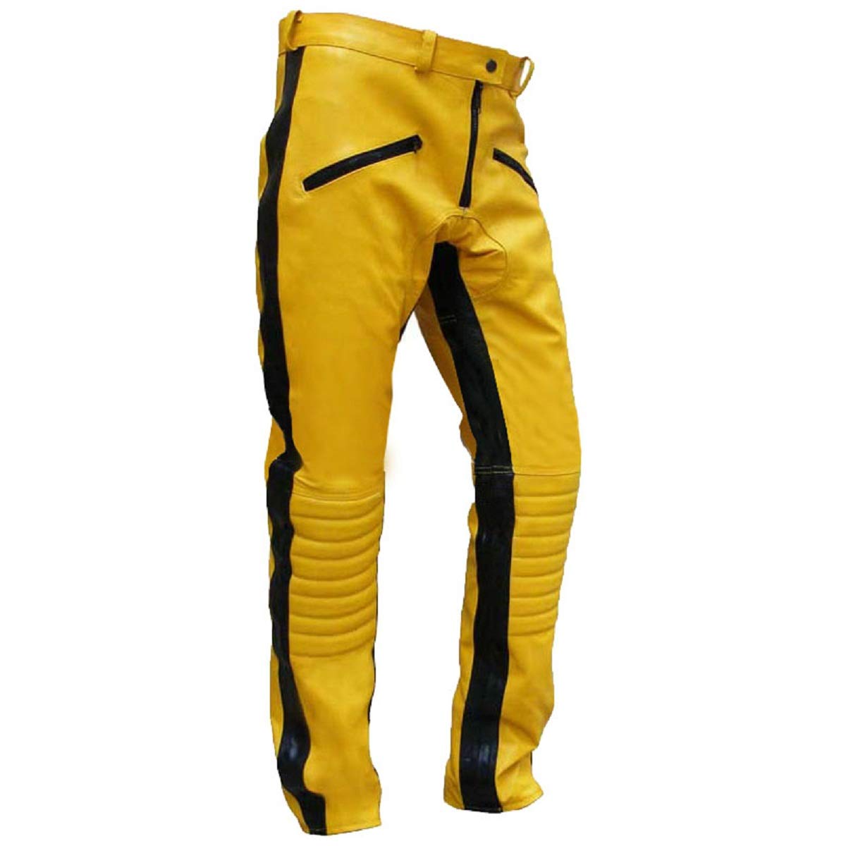 Women's Kill Bill Beatrix Kiddo Costume - Uma Thurman Yellow Leather Motorcycle Pants Outfit (Small) | Halloween Cosplay, Movie Replica, Biker Fashion