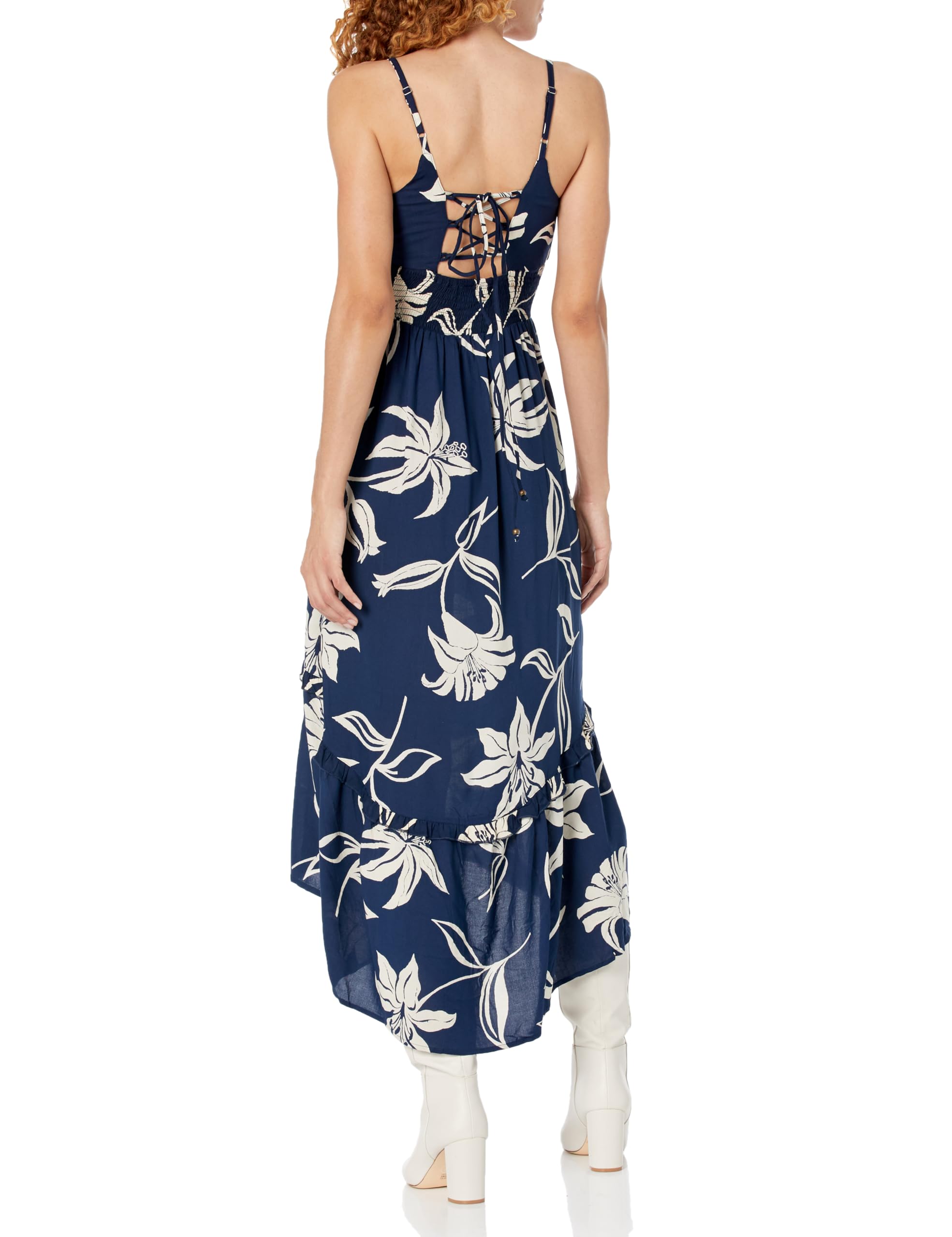 Angie Women's Open Back Maxi Floral Dress with Thigh High Slit - Elegant Summer Beach Wedding Party Dress for Women