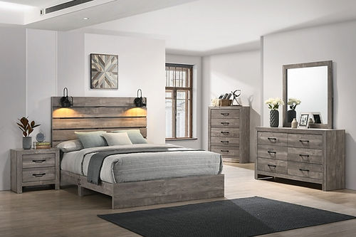 Charlotte Bedroom Set - Modern Farmhouse Style Queen Bed Frame with Nightstands & Dresser | Perfect for Master Bedroom, Guest Room & Airbnb Decor