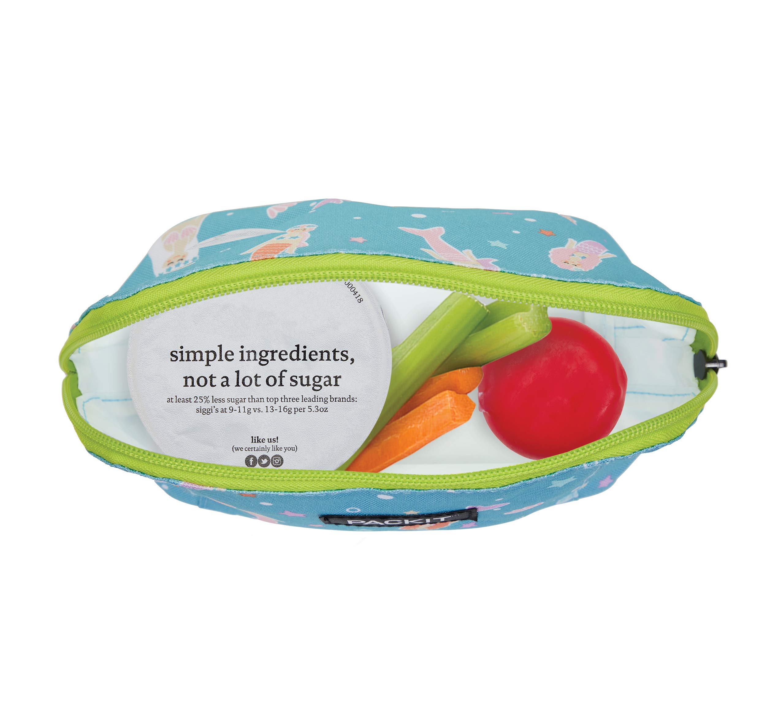 PackIt Freezable Insulated Lunch Box & Snack Bag for Kids - Mermaid Design, Perfect for School, Picnics, Beach Trips & Outdoor Activities