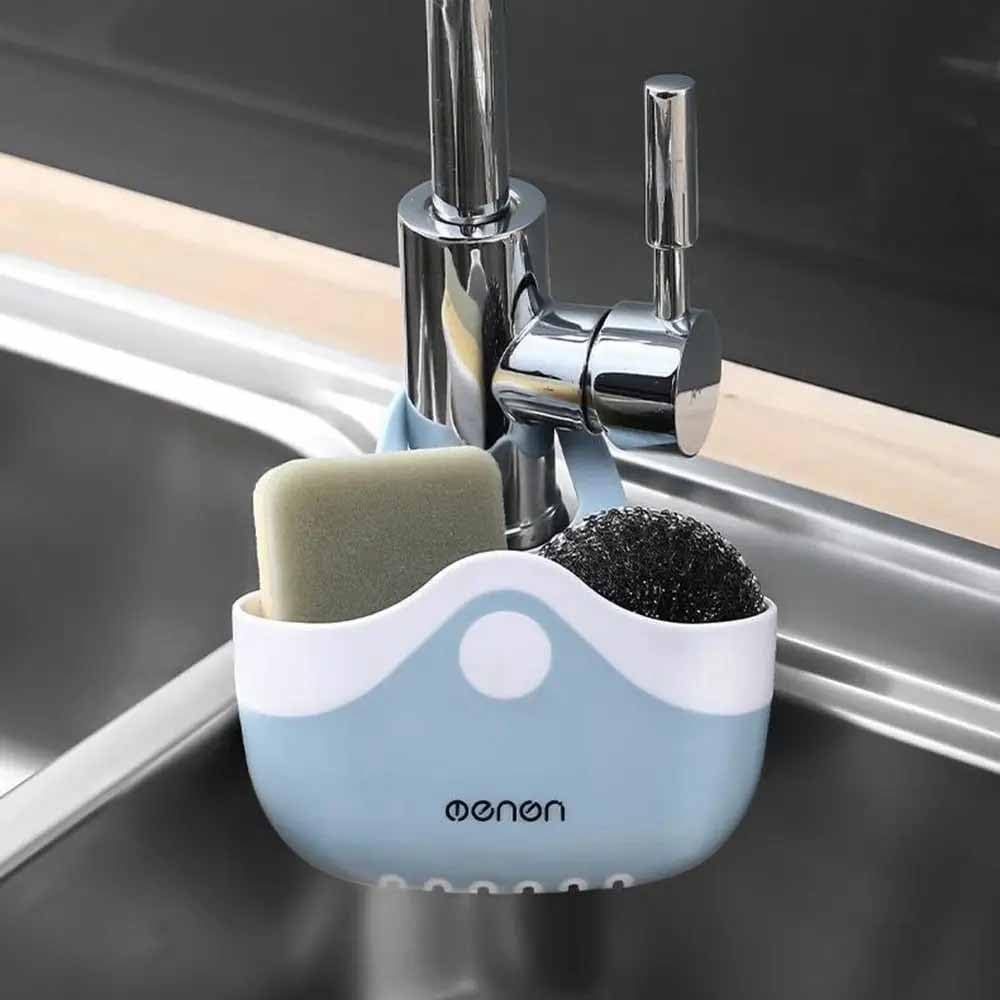 TGOPIT Silicone Hanging Sponge Holder - Kitchen Sink Organizer with Drain Basket, Soap Tray & Storage Caddy - Perfect for Dish Sponges, Brushes & Cleaning Tools - Ideal for Small Kitchens, RVs & Apartments