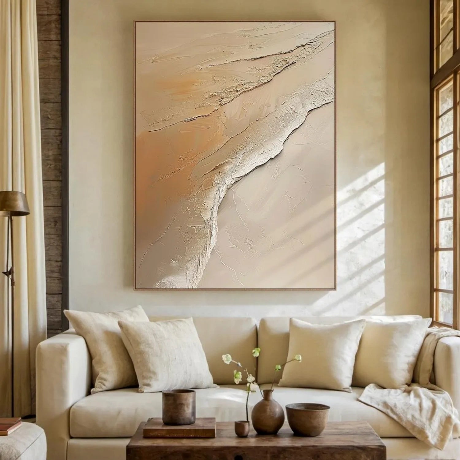 Wabi Sabi Textured Wall Art #WS309 - Handmade Japanese Inspired Abstract Canvas Painting for Living Room, Bedroom & Office Decor