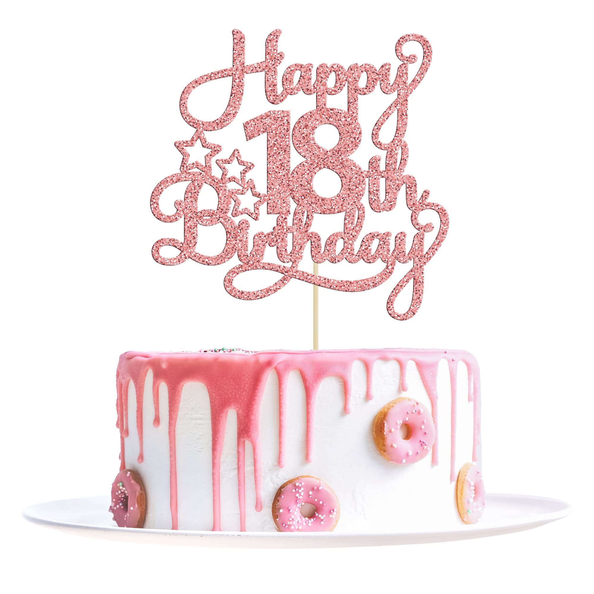 Rose Gold Glitter 18th Birthday Cake Topper - 1 Pack '18 & Fabulous' Cake Decorations for 18 Year Old Birthday Party | Perfect for Anniversary Celebrations, Sweet 16 Upgrade, and Milestone Cake Decorating