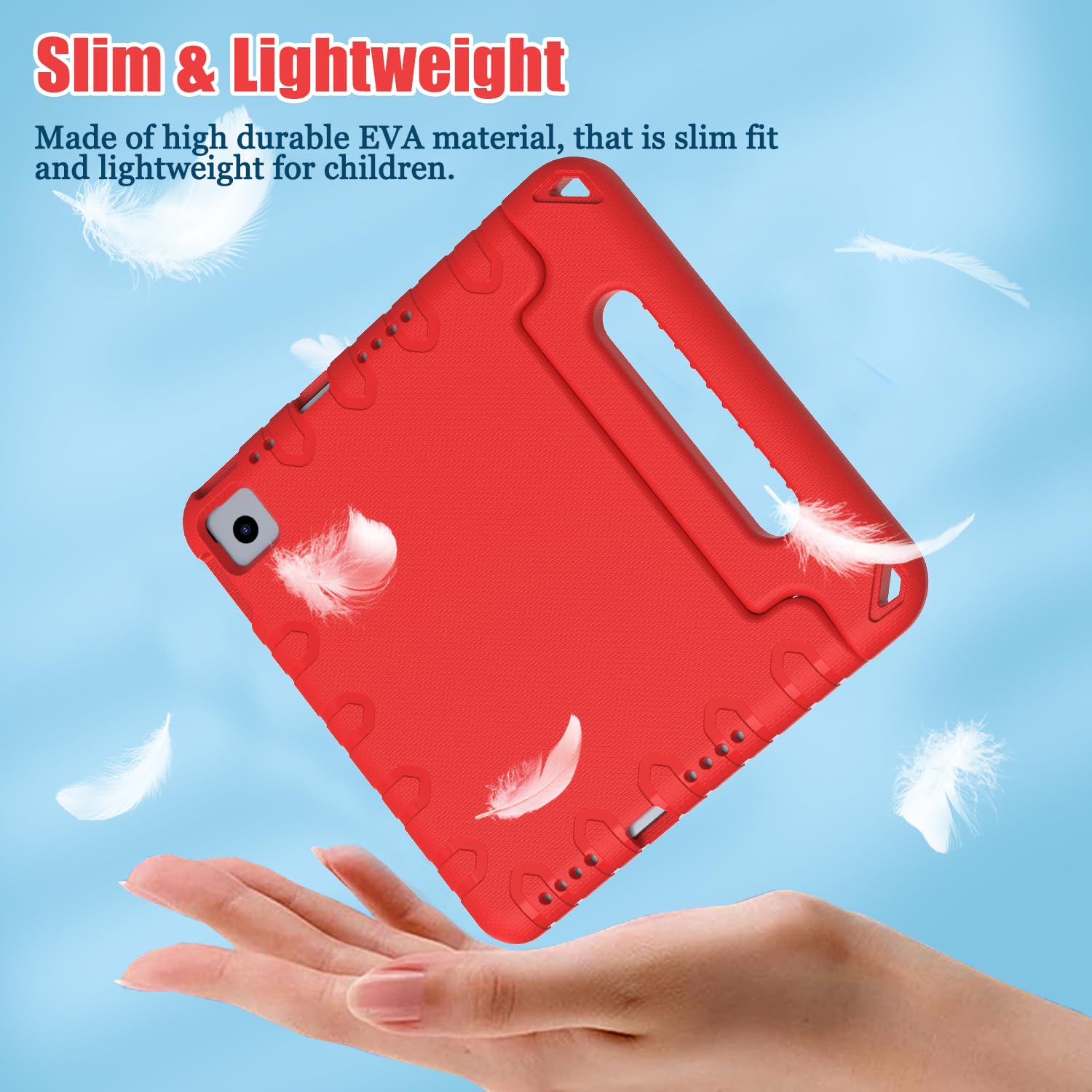 AVAWO Shockproof Kids iPad Case with Handle Stand - Lightweight Protective Cover for iPad Air 5th/4th Generation & iPad Pro 11 (2018) - Perfect for School, Travel & Home Learning (Red)