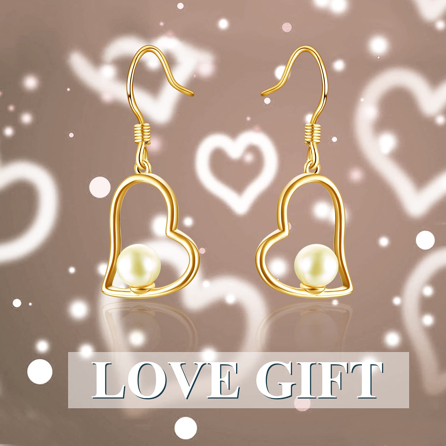 Pearl Heart Earrings for Women - S925 Sterling Silver Dangle Earrings, Fashionable Valentine's Day Birthday Gift for Her | Perfect for Date Night, Parties & Special Occasions