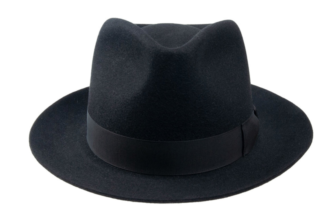 Premium Black Rabbit Fur Felt Fedora Hat for Men & Women - Vintage Style Dress Hat for Outdoor, Parties, and Fashion Events