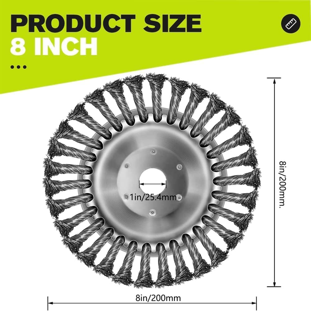 8 Inch Steel Wire Cutter Trimmer Head - Durable Unbreakable Lawn Mower Replacement Blade for Weed Eater - Rust Removal & Cleaning Brush Tool - Perfect for Yard Maintenance & Garden Weed Control