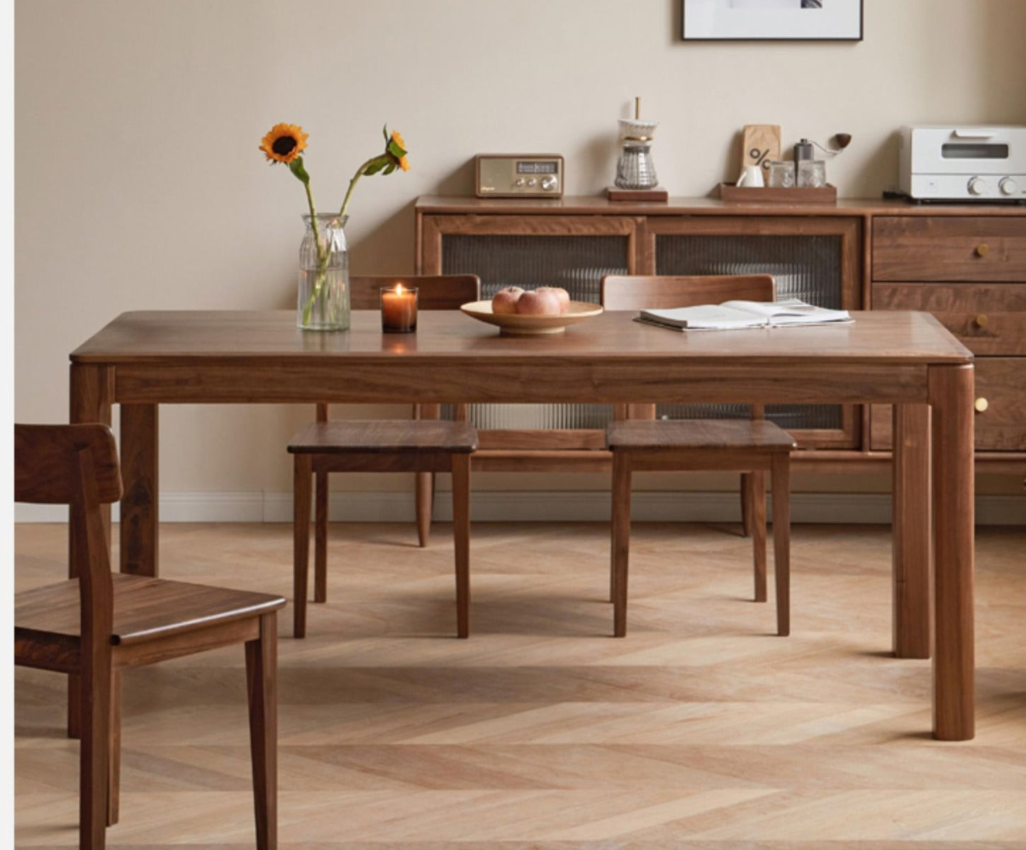 Premium Solid Wood Dining Table - Black Walnut, Ash & Red Oak - Large Farmhouse Style Table for Family Gatherings & Dinner Parties