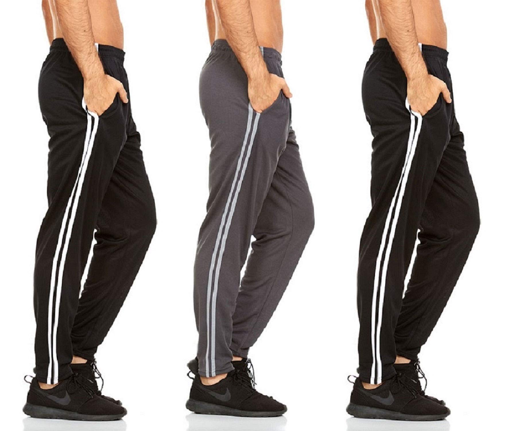 DARESAY Men's Quick-Dry Active Jogger Pants with Side Pockets - Athletic & Casual Workout Pants for Running, Gym, Yoga, and Everyday Wear - 3-Pack