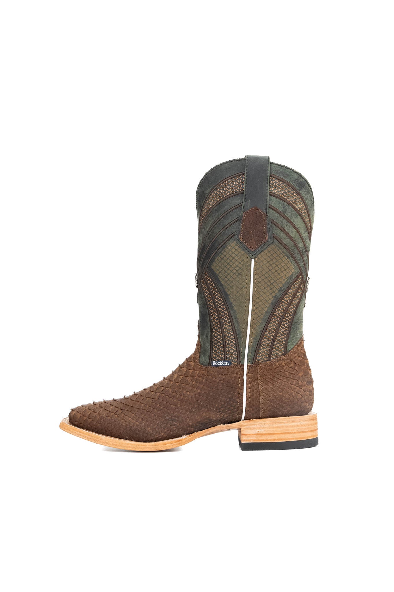 Monroe Python Exotic Square Toe Cowboy Boots for Men - Genuine Leather Western Boots with Square Toe Design - Perfect for Country Dancing, Rodeo Events & Western Fashion