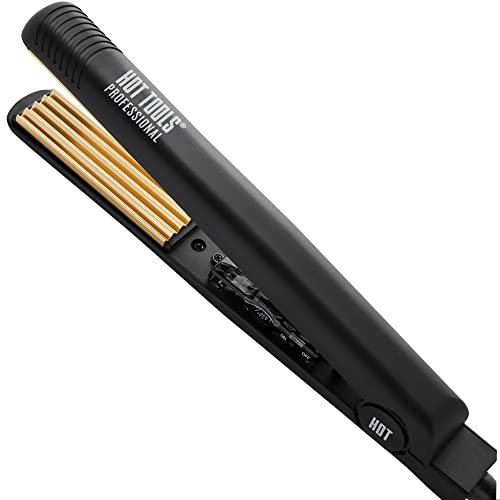 24K Gold Hair Crimper - 1 Inch Professional Styling Iron for Wavy & Curly Looks