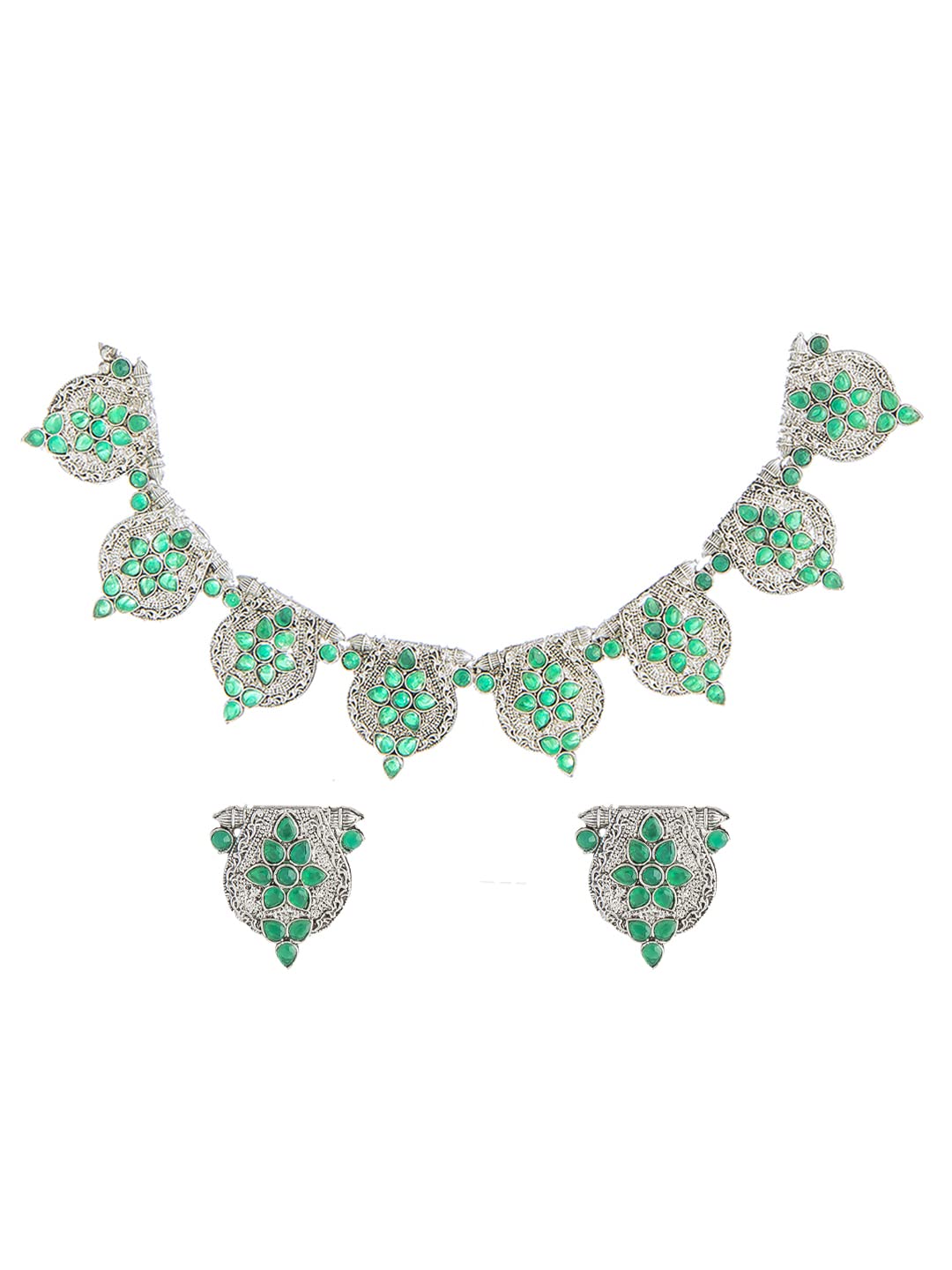 Oxidized Silver Plated Traditional Indian Handcrafted Necklace Set with Matching Earrings for Women | Authentic Designer Jewelry | Perfect for Weddings, Festivals & Special Occasions