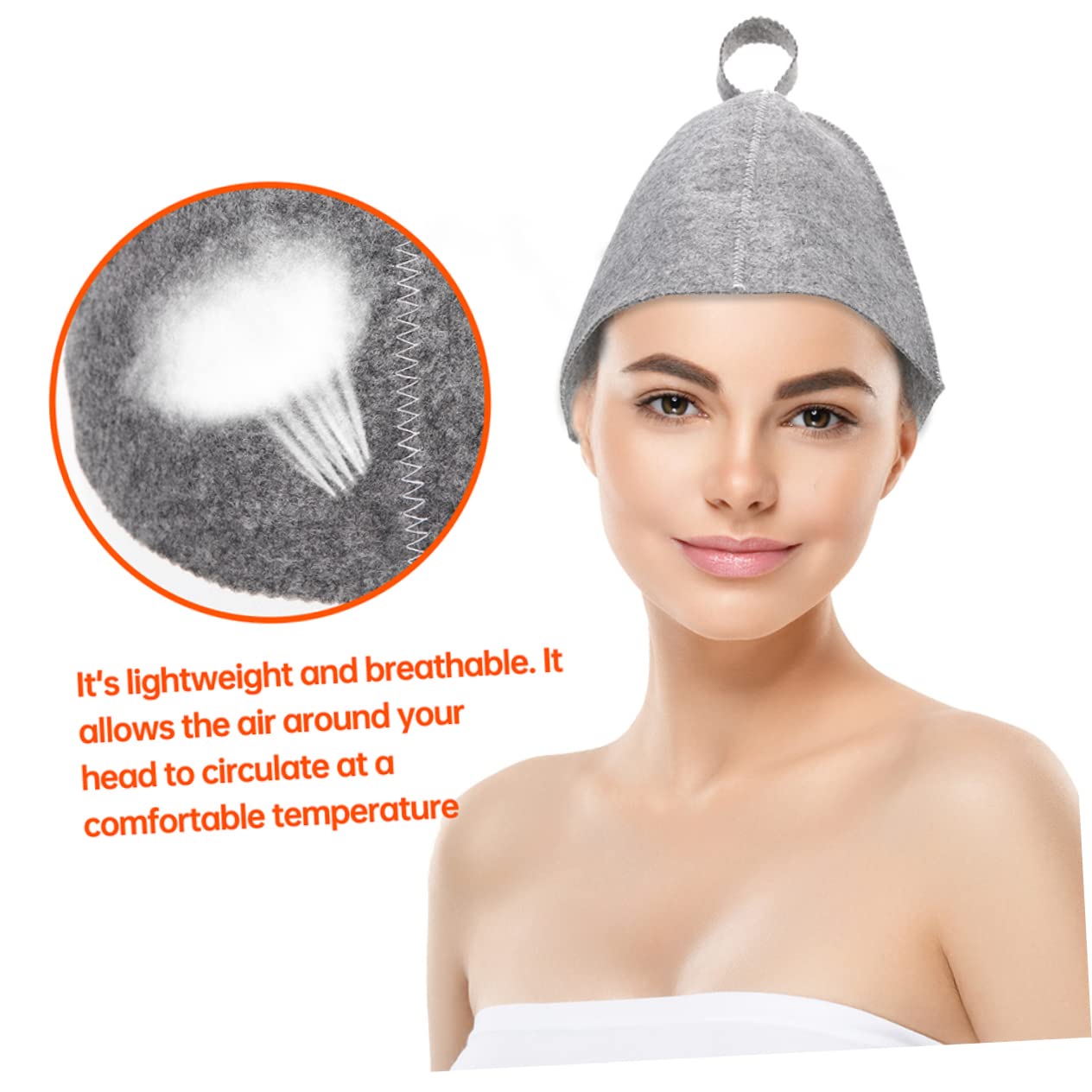 Minkissy 5-Pack Felt Sauna Hat Set for Men & Women - Breathable Bath Hat for Spa, Sauna, Shower - Grey Protective Headwear for Home & Gym Use