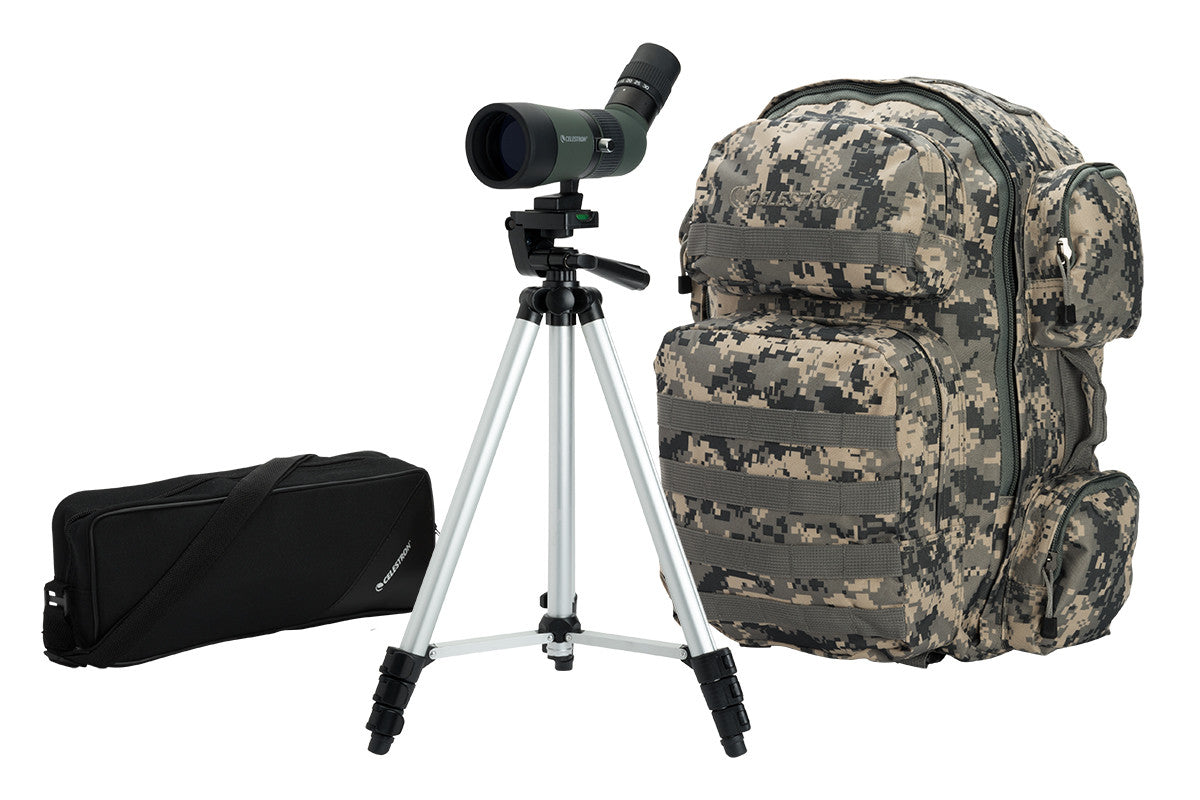 LandScout 10-30x50mm Zoom Angled Spotting Scope with Backpack Kit - Perfect for Bird Watching, Hunting, and Outdoor Adventures