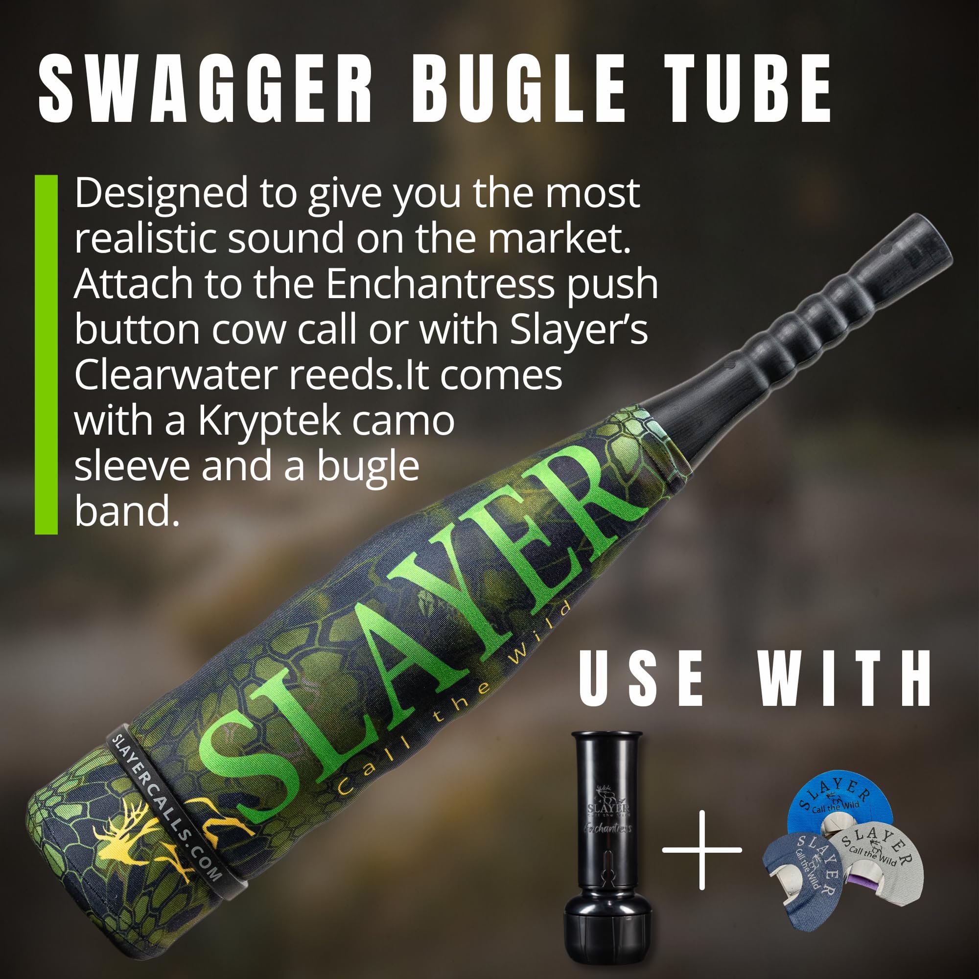 Enchantress Elk Slayer - Push Button Elk Call for Realistic Cow Elk Sounds | Hunting Call & Bugle with Extra Reed | Perfect for Elk Hunting, Wildlife Attraction & Outdoor Adventures