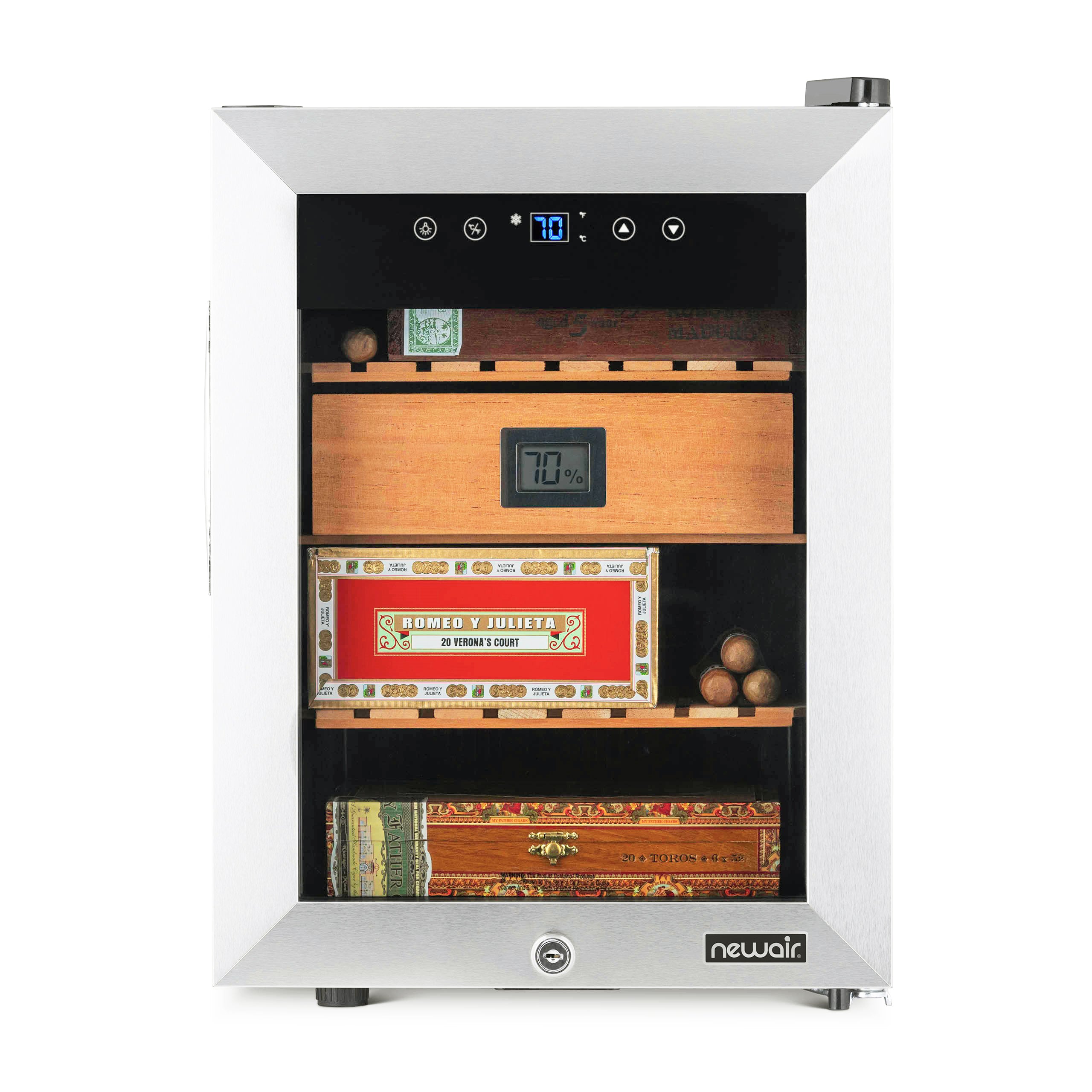 Newair® Electric Cigar Humidor with Opti Temp™ Technology - 250 Cigar Capacity | Perfect for Home, Office & Cigar Lounge Storage