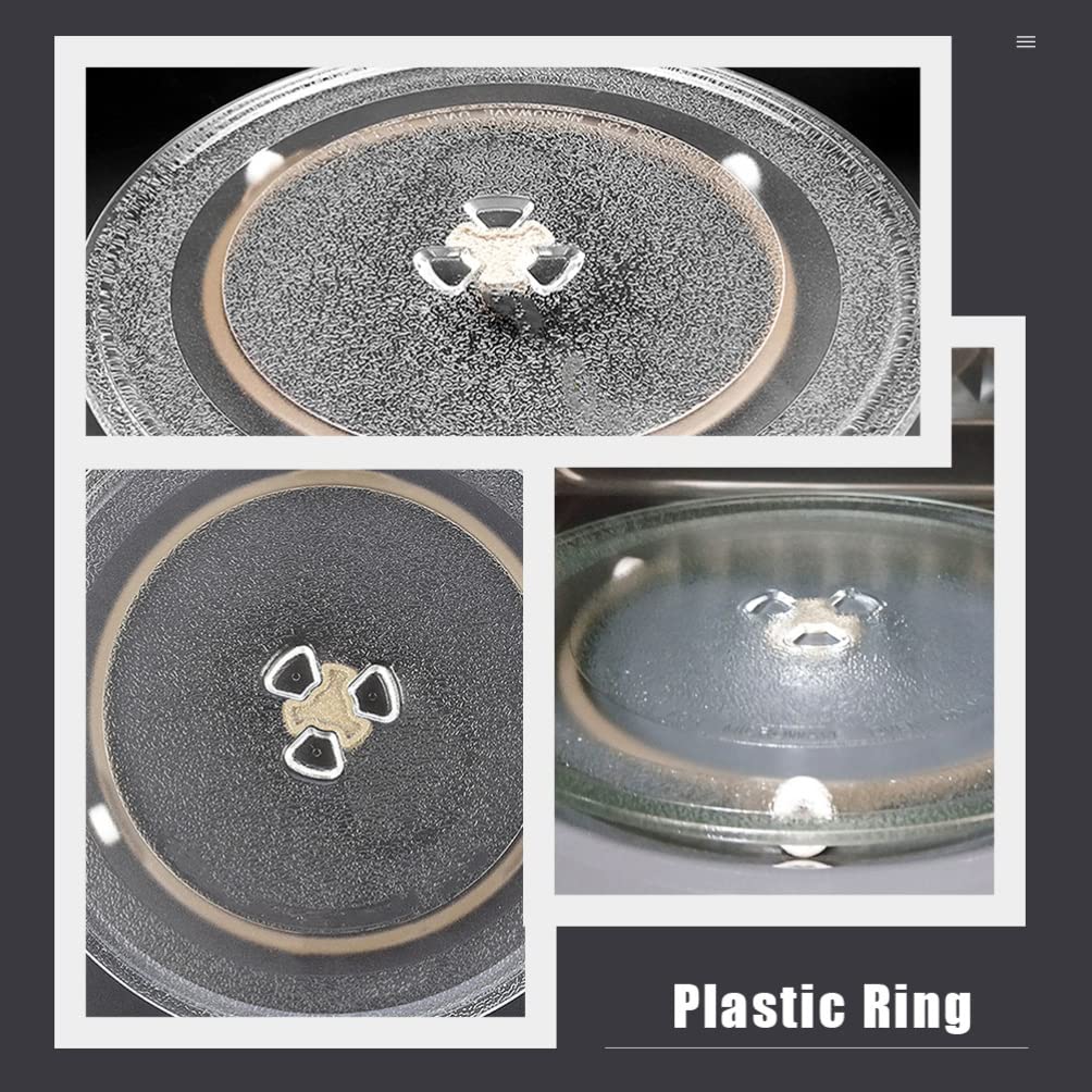 2-Pack Hemoton Microwave Oven Stand - Universal Rotating Glass Plate Replacement with PP Base | Durable Round Tray Ring & Roller Rack for Smooth Rotation | Perfect for Heating Food, Defrosting & Reheating Meals