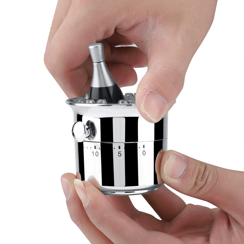 Stainless Steel Bucket-Shaped 60-Minute Mechanical Wind-Up Kitchen Timer - Wine Cooler Design for Cooking, Baking & Teaching - Perfect Kitchen Gadget & Time Management Tool for Home & Culinary Classes