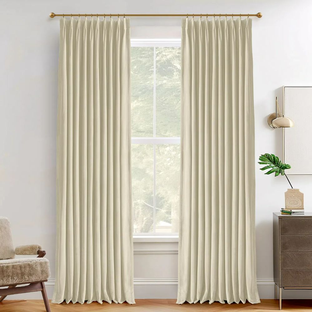 Luxury Blackout Curtains - Velvet Thermal Insulated Drapes for Bedroom & Living Room - Forest Green Pleated Custom Window Treatments - Noise Reducing & Energy Saving Home Decor