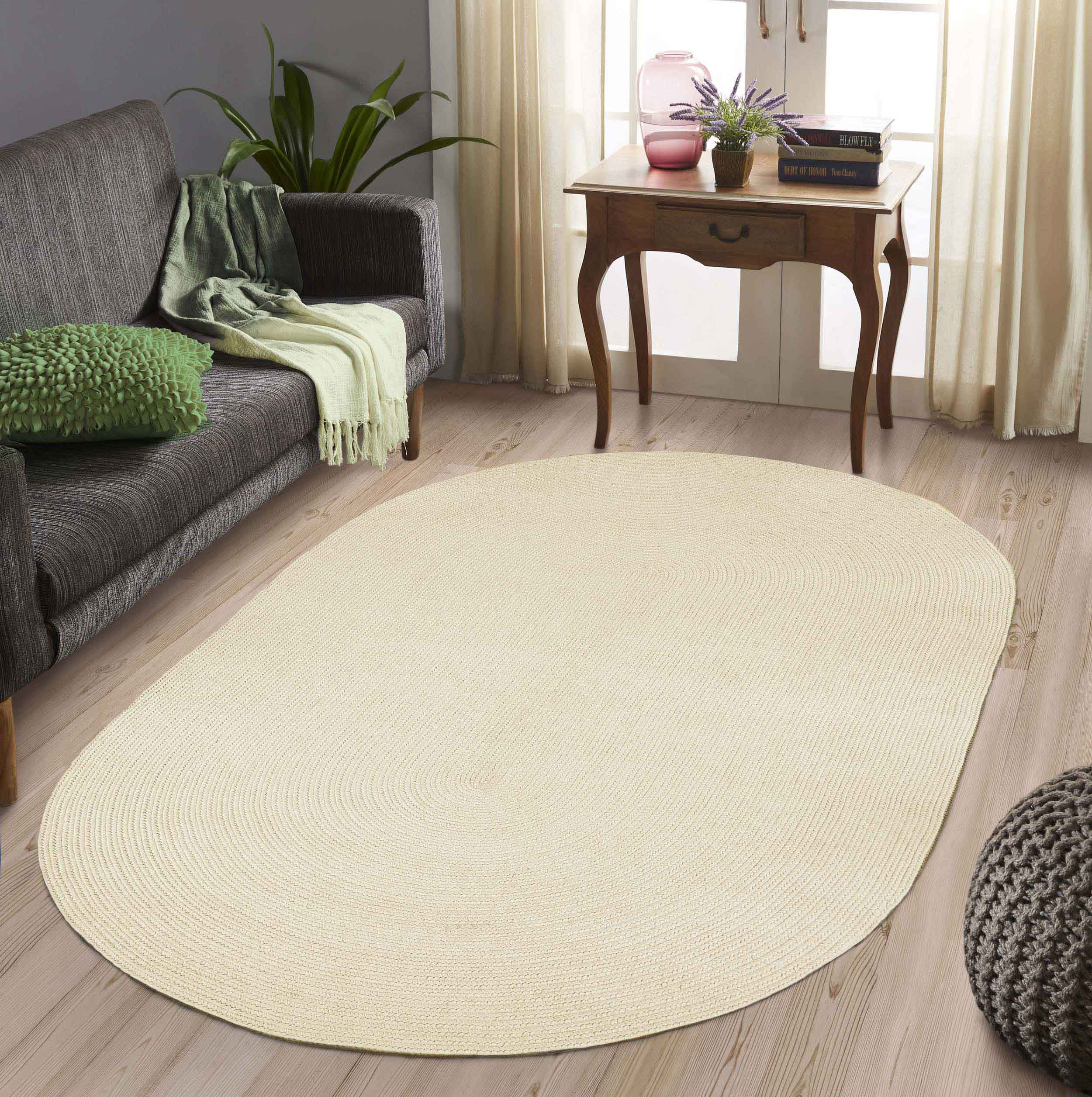 Classic Braided Area Rug - Non-Slip Indoor/Outdoor Oval Rug for Living Room, Bedroom, Patio & Deck - Soft & Durable Home Decor