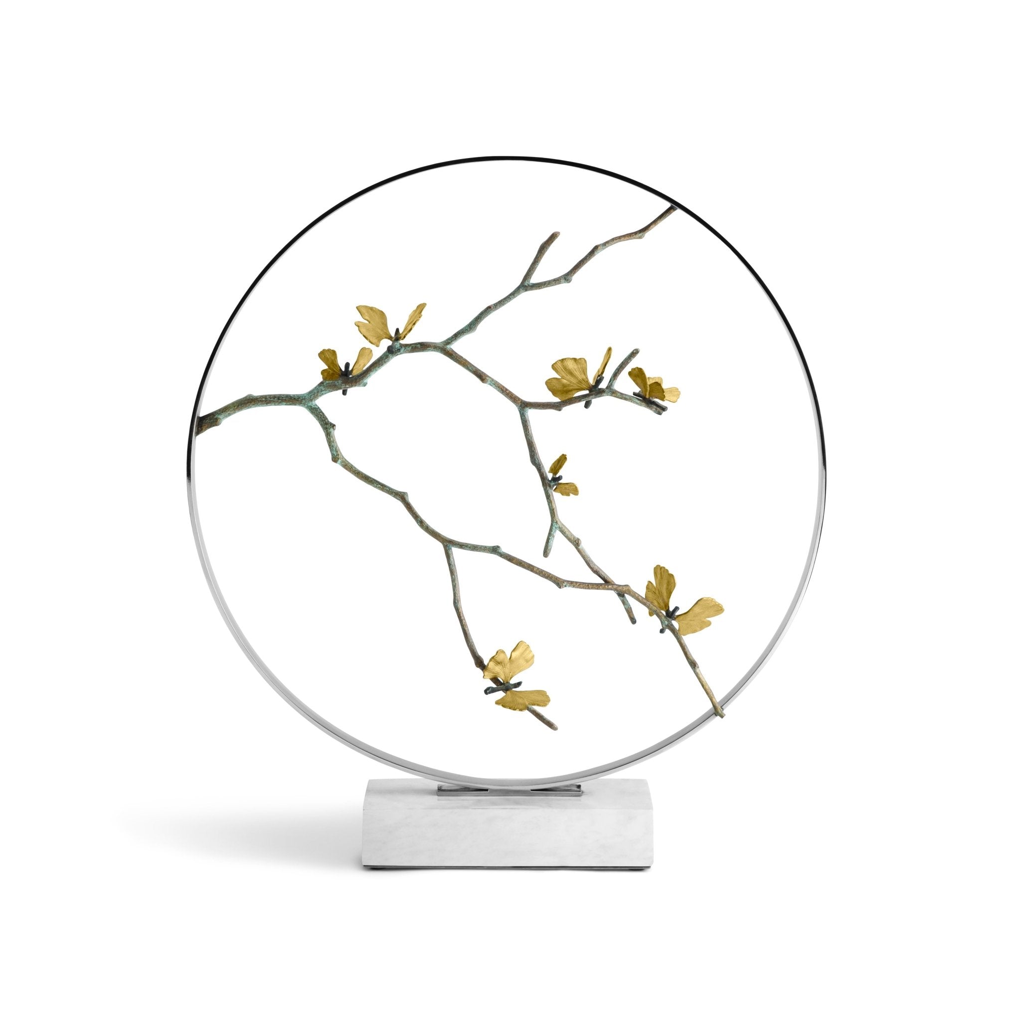 Elegant Butterfly Ginkgo Moon Gate Sculpture - Handcrafted Asian Garden Art for Outdoor Decor & Zen Landscaping