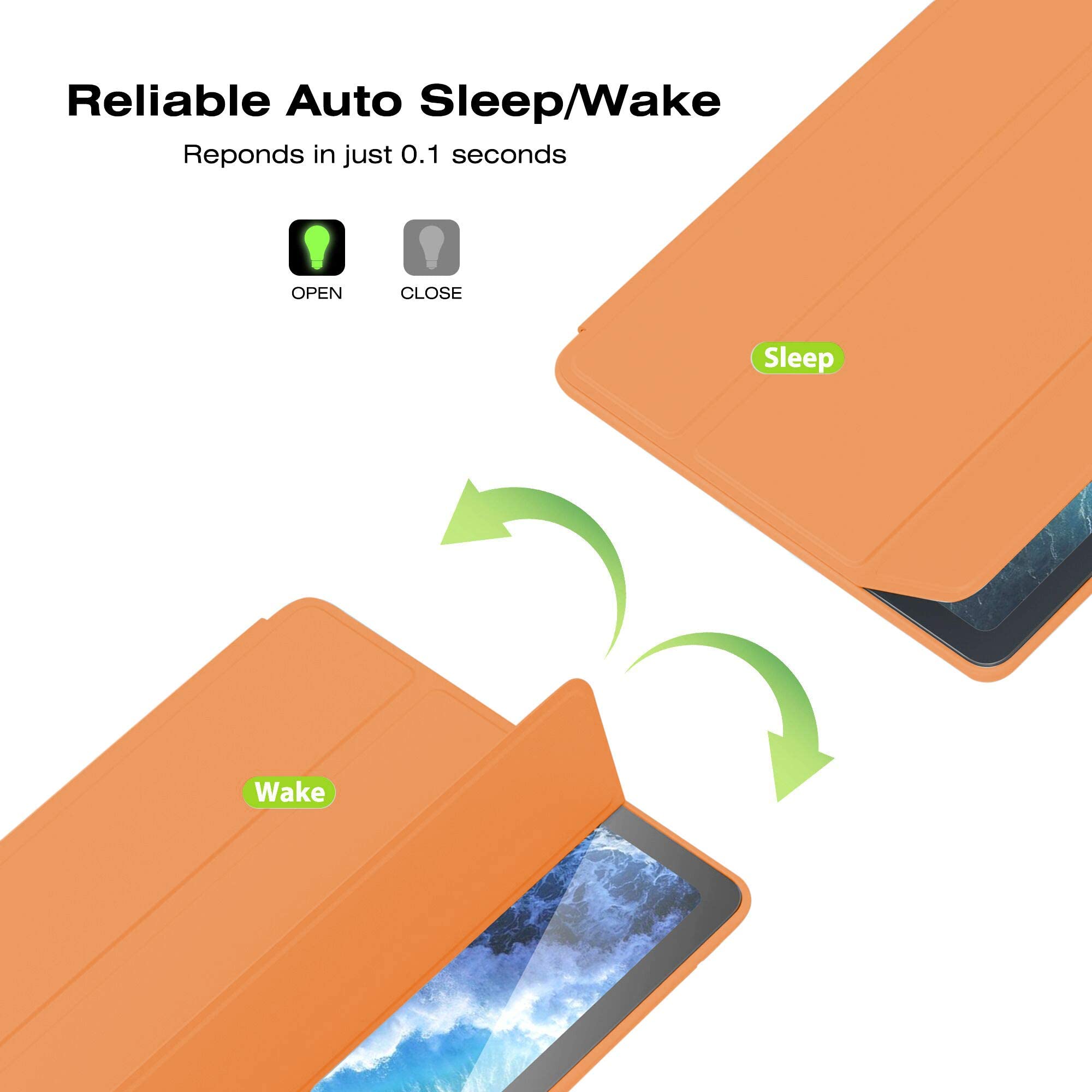 Ultra Slim iPad Air 3 Case (2019) & iPad Pro 10.5 Case (2017) - Soft TPU Protective Cover with Pencil Holder & Auto Sleep/Wake | Perfect for Work, Travel & School (Orange)
