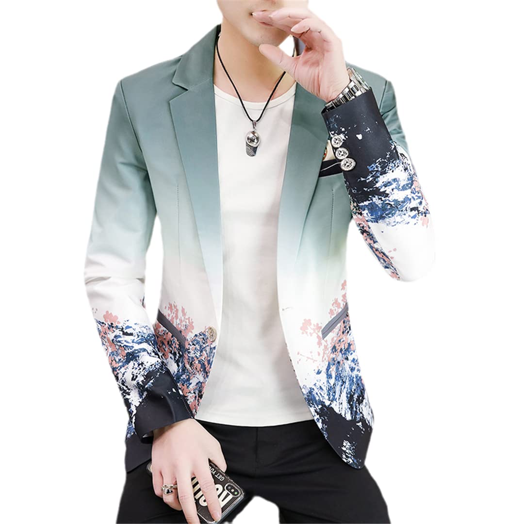 Korean Style Men's Printed Suit Jacket - Spring & Autumn Fashion Casual Blazer for Youth | Office, Dating & Party Wear