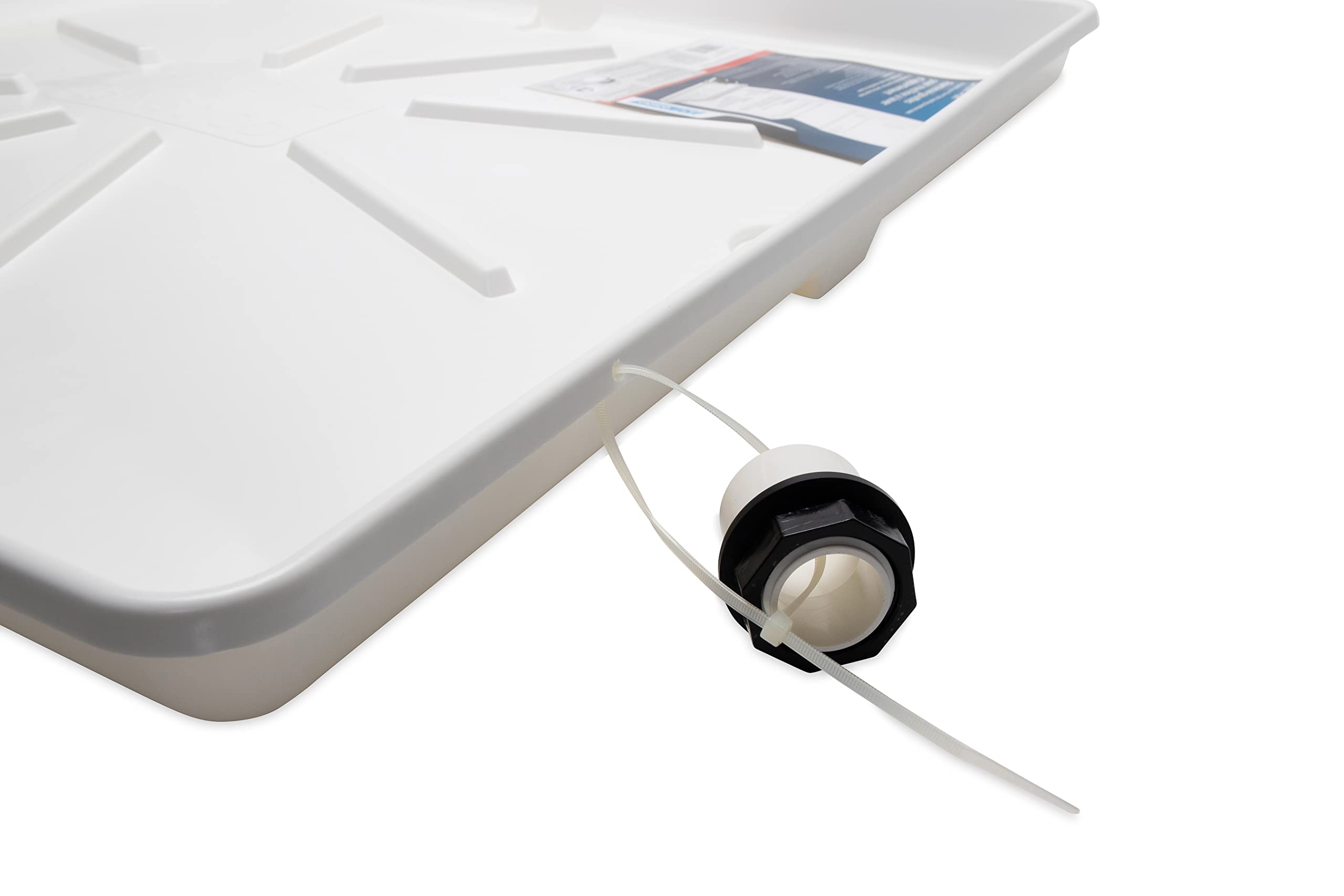 Camco 28x30 Inch Heavy-Duty Stackable Washing Machine Drain Pan - Leak Protection for Apartment & Stackable Washers - Durable Plastic Floor Saver - Perfect for Laundry Rooms, Basements & Small Spaces (Model 21006)