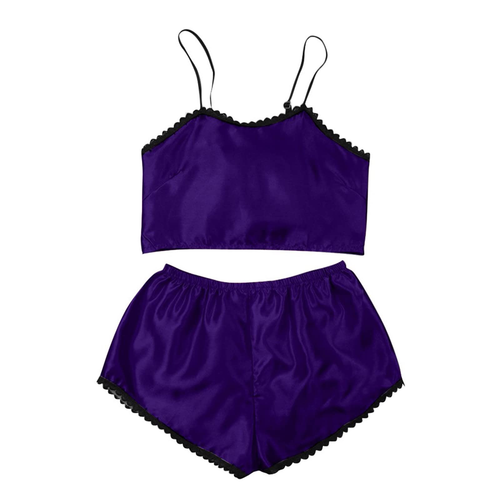 Sexy Satin Pajama Set for Women - Crop Top & Shorts for Sleepwear & Lingerie