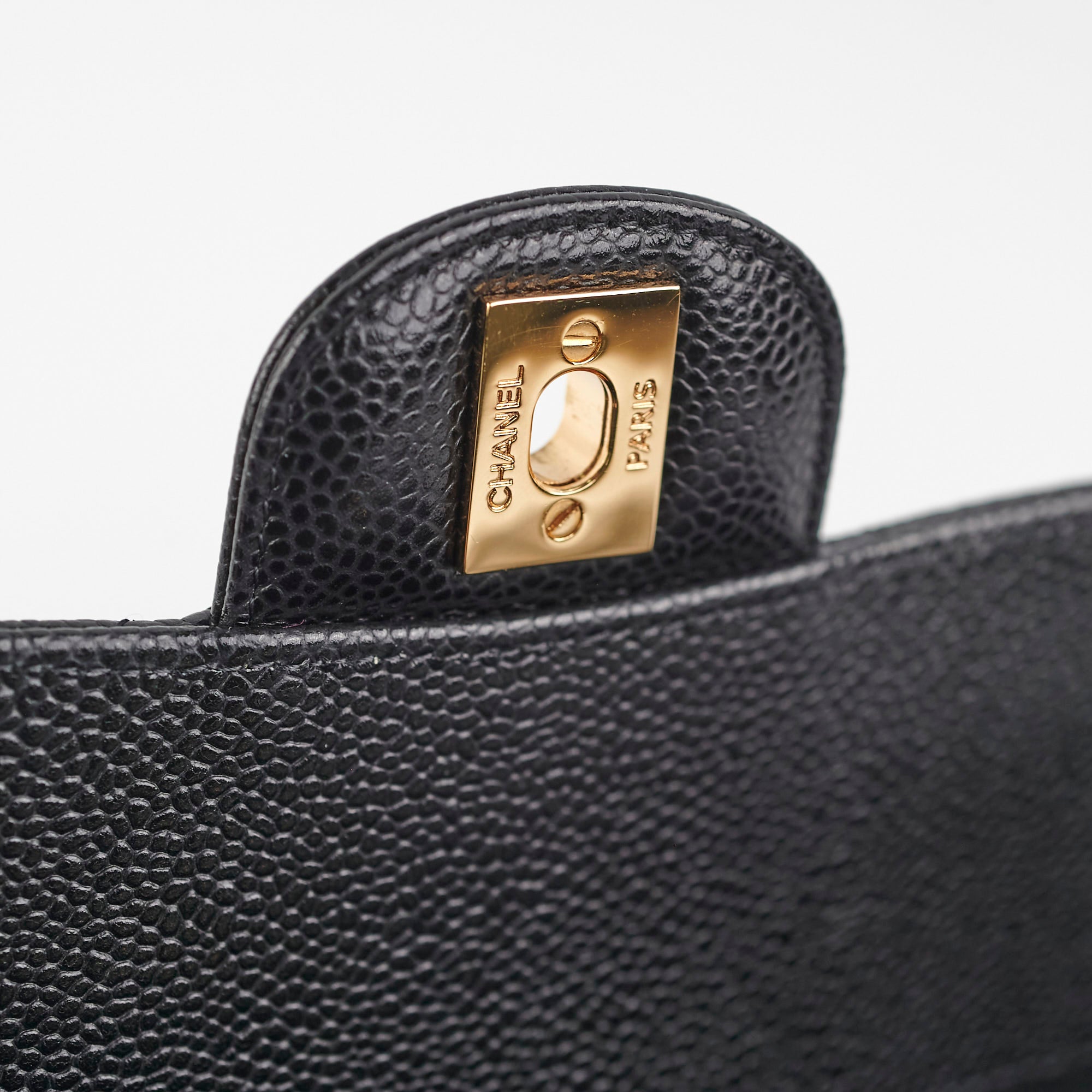 Chanel Caviar Leather Medium/Large Double Classic Flap Bag Black - Luxury Designer Handbag for Women, Perfect for Work, Evening Events & Special Occasions