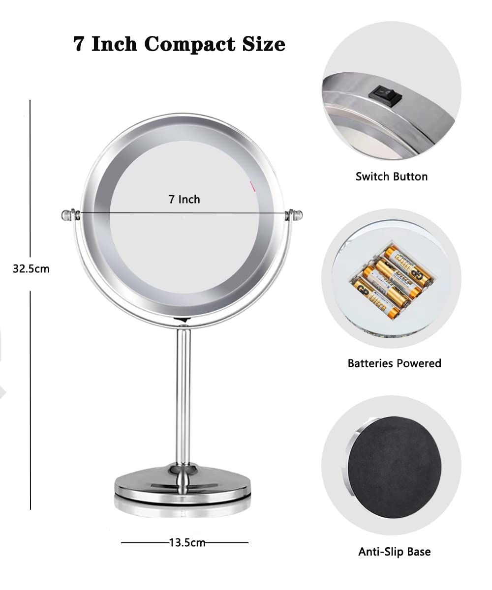 10X Magnifying Vanity Mirror with LED Lights - 7