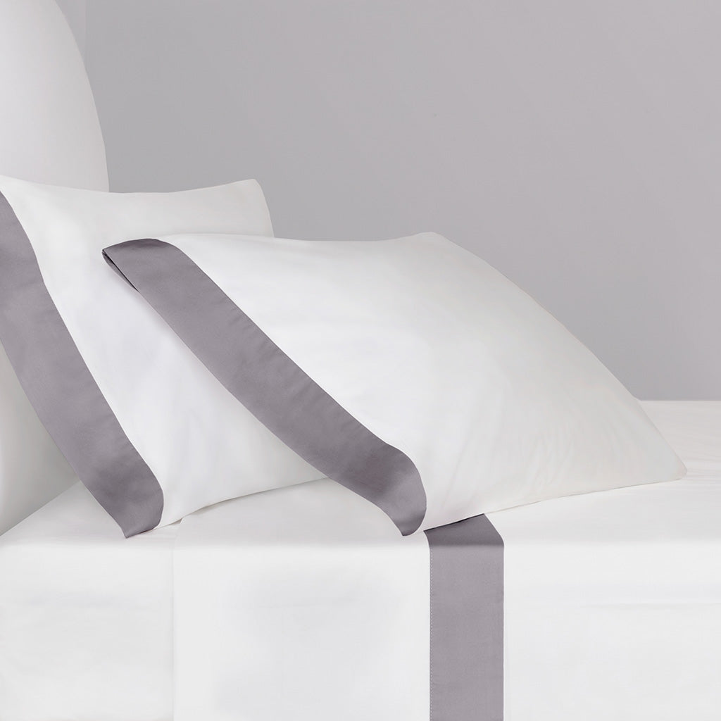 Premium English Grey Border Sheet Set - Soft & Breathable 100% Cotton Bedding - Perfect for Master Bedroom, Guest Room & Dormitory
