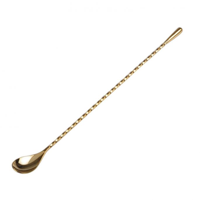 Premium 30cm Gold Teardrop Bar Spoon - Ideal for Mixing Cocktails, Stirring Drinks & Bartending Accessories