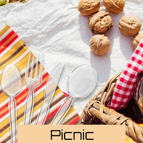 KEYSEACRO 100 Pack Reusable Plastic Knives - Durable & Eco-Friendly Cutlery for Family Parties, BBQs, Picnics & Outdoor Dining (BPA-Free, Dishwasher Safe) - Perfect for Camping, Travel & Catering Events