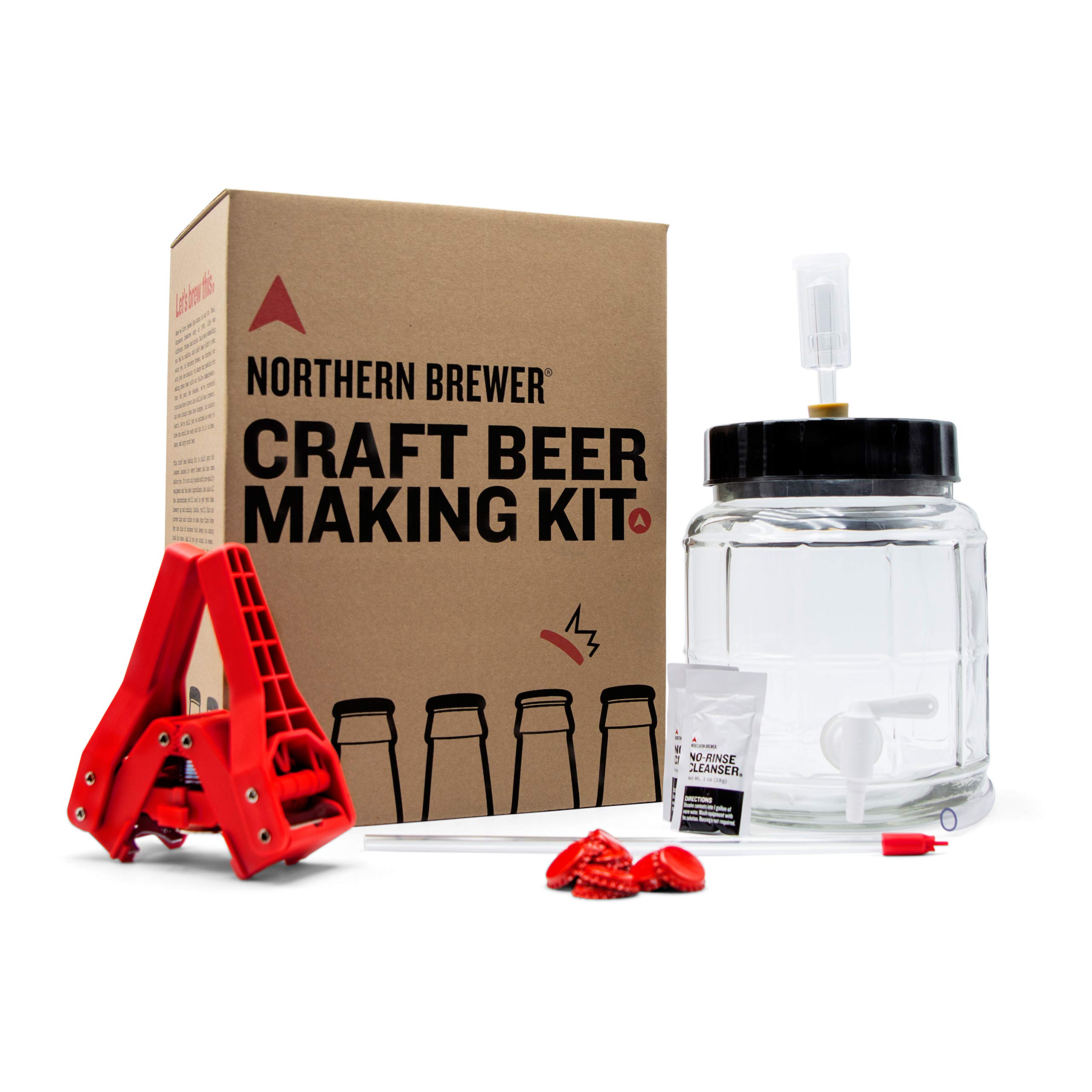 Northern Brewer - 1 Gallon Siphonless Home Brewing Kit with Equipment & Caribou Slobber Brown Ale Recipe | Beginner Beer Making Starter Set for Small Batch Craft Brewing at Home