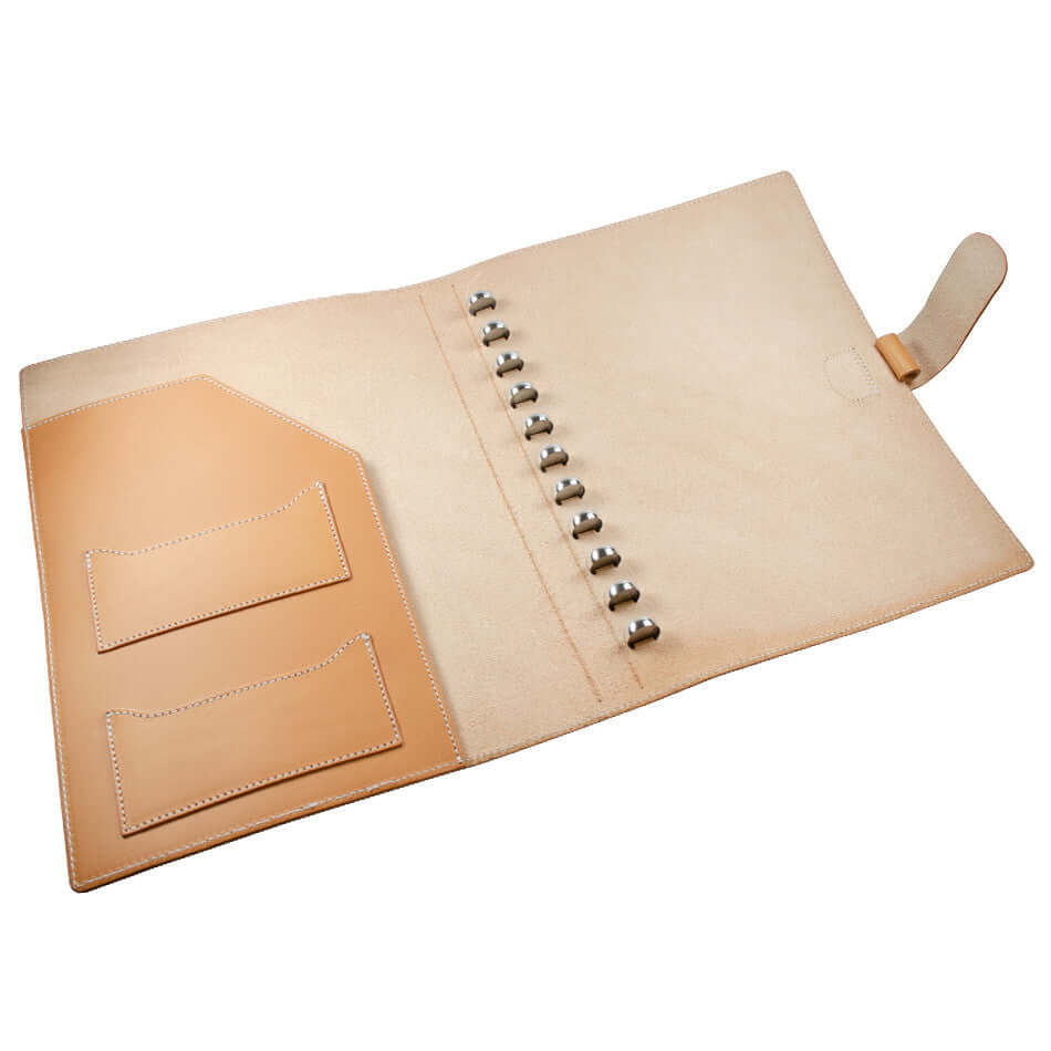 Premium Atoma Pur Leather Folder 210 x 295mm - Natural Brown Genuine Leather Document Organizer for Office, School & Business Professionals - Perfect for Presentations, Contracts & Important Files