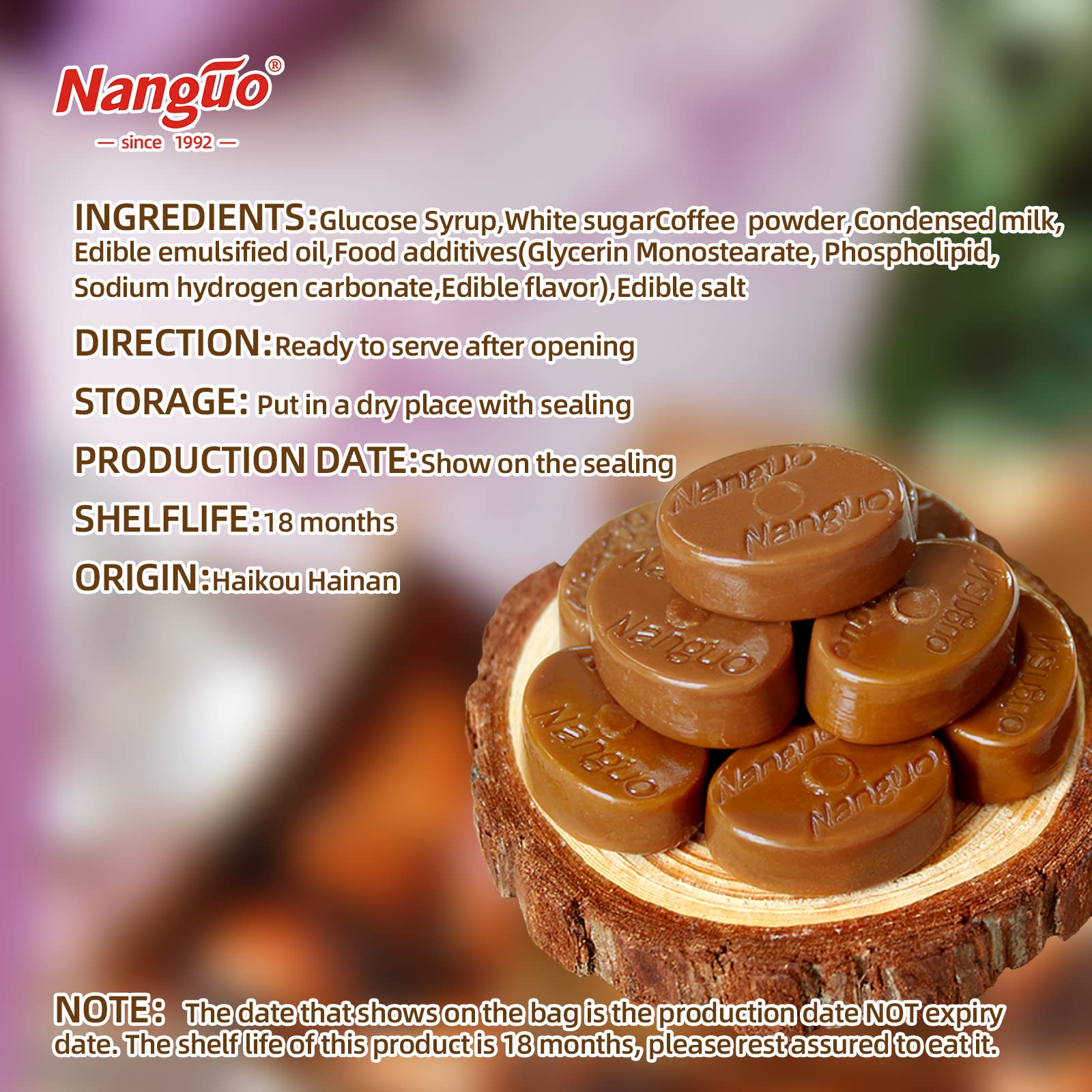 Nanguo Coconut Coffee Candy - Premium Coffee Hard Candy, 7.05 Oz Bag - Perfect for Office Snacks, Travel Treats & Coffee Lovers Gifts