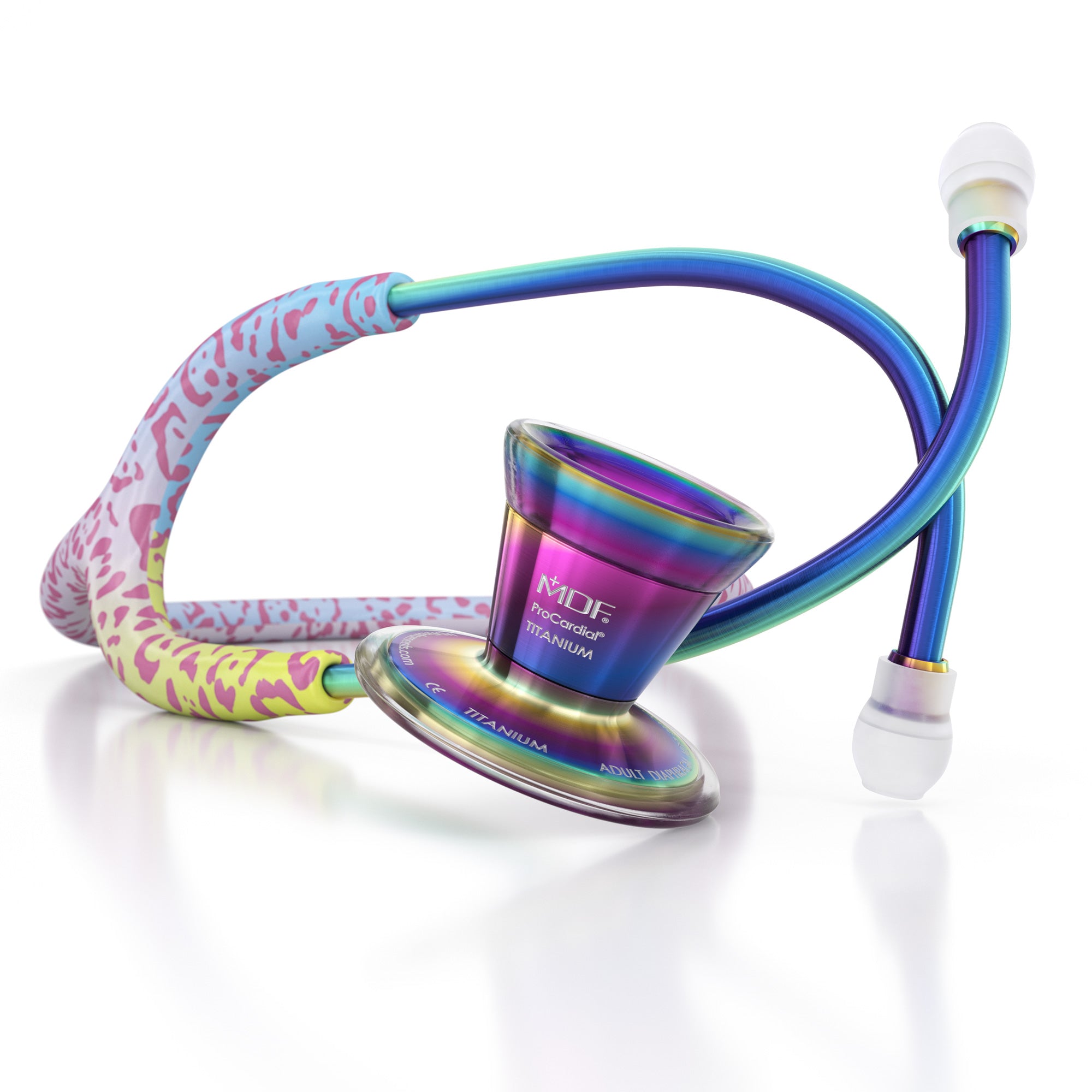 ProCardial® Titanium Cardiology Stethoscope - Rainbow Leopard & Kaleidoscope Design | Premium Medical Stethoscope for Doctors, Nurses & Healthcare Professionals | Ideal for Cardiology, Emergency Room & Clinical Use