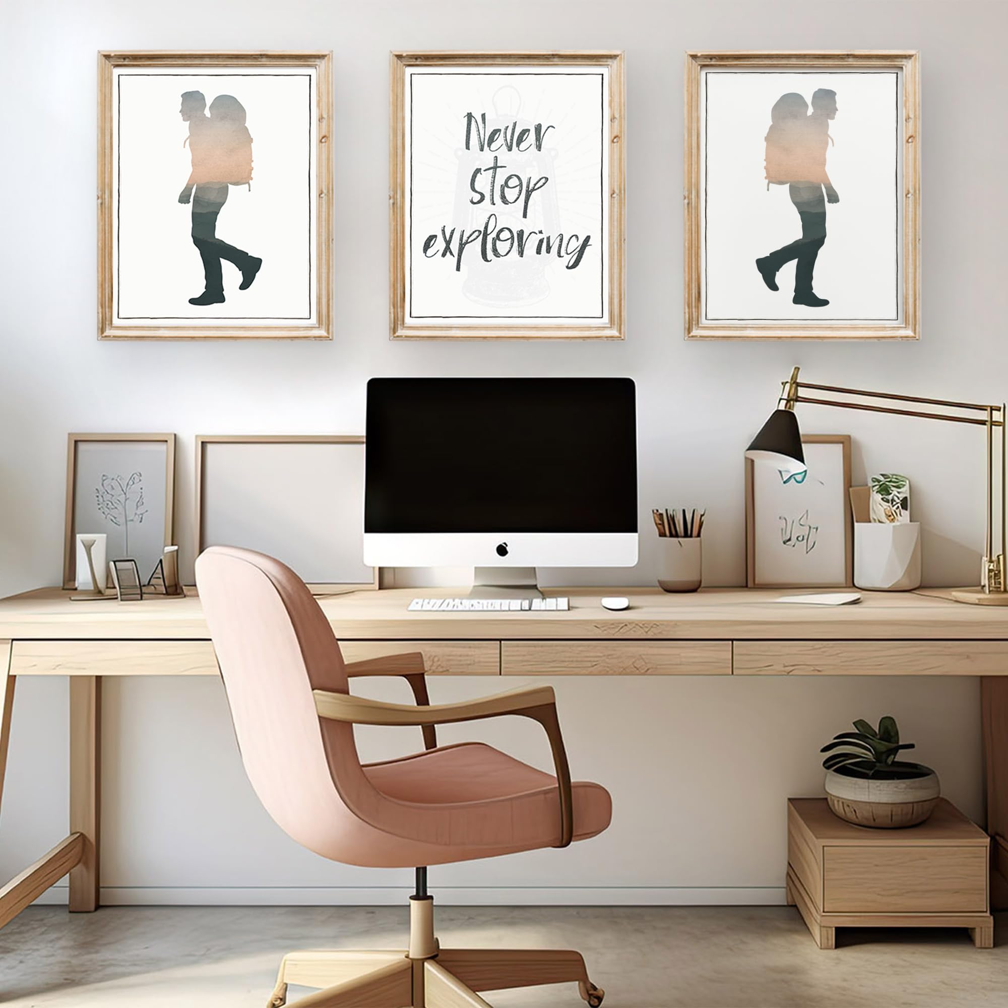 Never Stop Exploring Art Prints - Set of 3 Unframed 8x10 Motivational Wall Decor | Inspirational Aesthetic Wall Art for Home, Office & Living Room | Perfect for Work Spaces, Bedrooms & Gift Giving