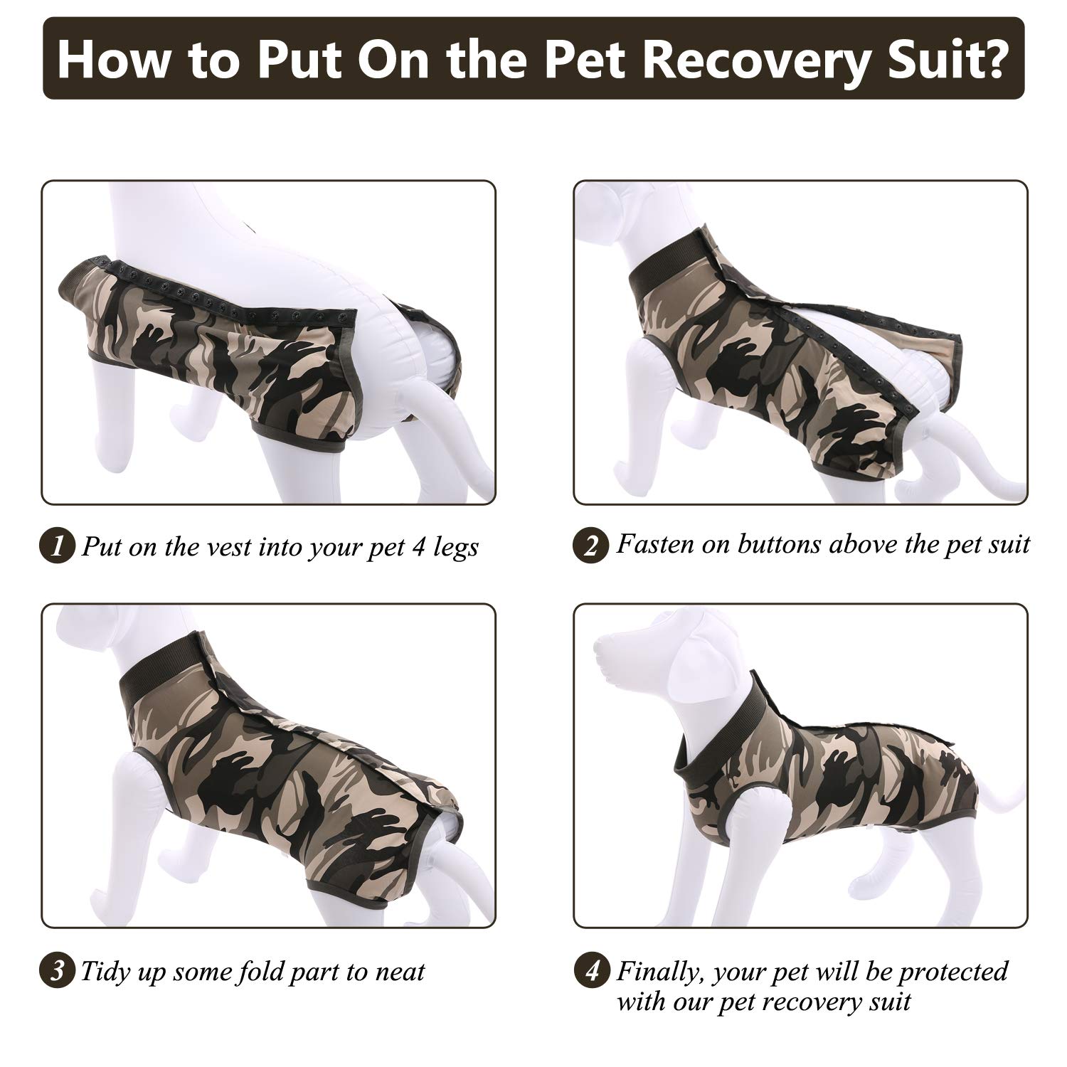 SAWMONG Dog Recovery Suit - Post-Surgery Surgical Suit for Dogs, Spay/Neuter Onesie for Female & Male Dogs - Alternative to E-Collar Cone - Camouflage Print - X-Small - Perfect for Post-Op Care, Wound Protection & Comfort at Home