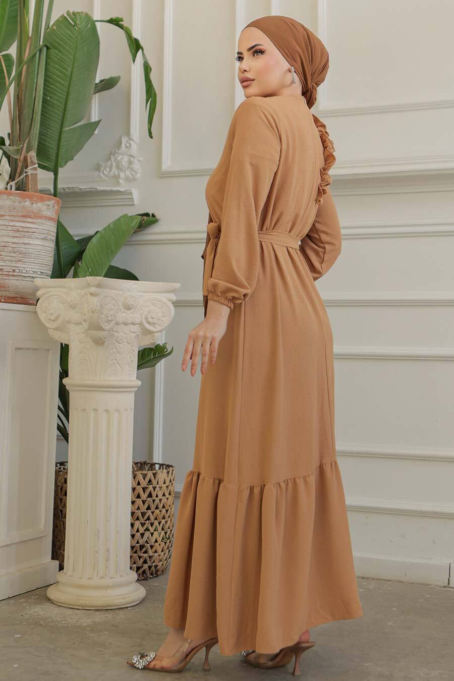 Tanya Long Maxi Dress with Ruffle Design & Waist Belt - Elegant Flowy Summer Dress for Beach, Wedding, and Special Occasions