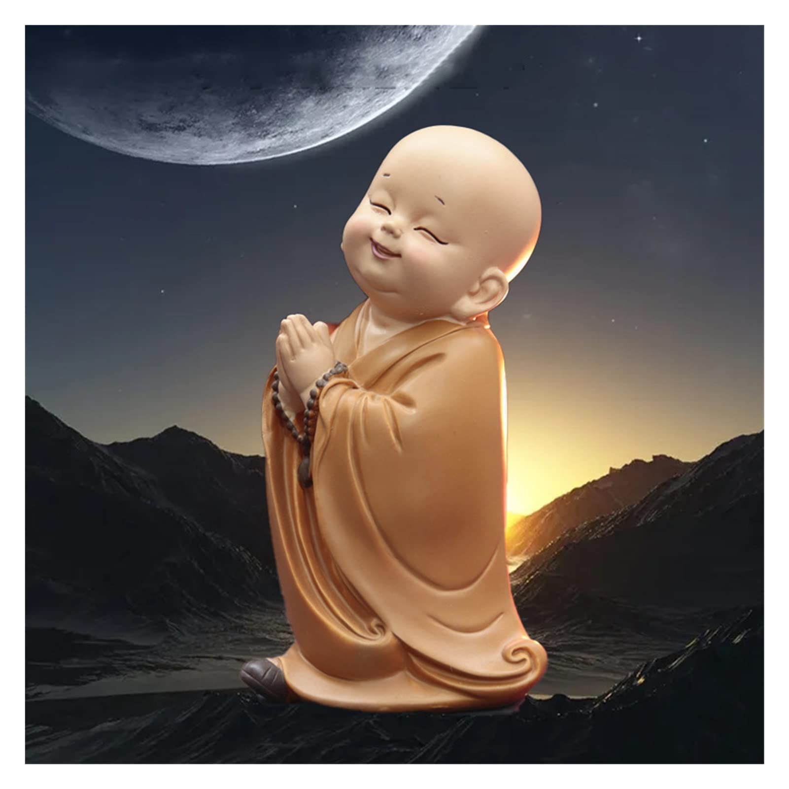 LIUYI Resin Little Monk Statue - Buddhist Meditation Sculpture for Home, Office, Tea Table & Car Decor - Handcrafted Spiritual Figurine - Perfect for Zen Meditation Spaces, Gift Giving & Feng Shui (Color: 4)