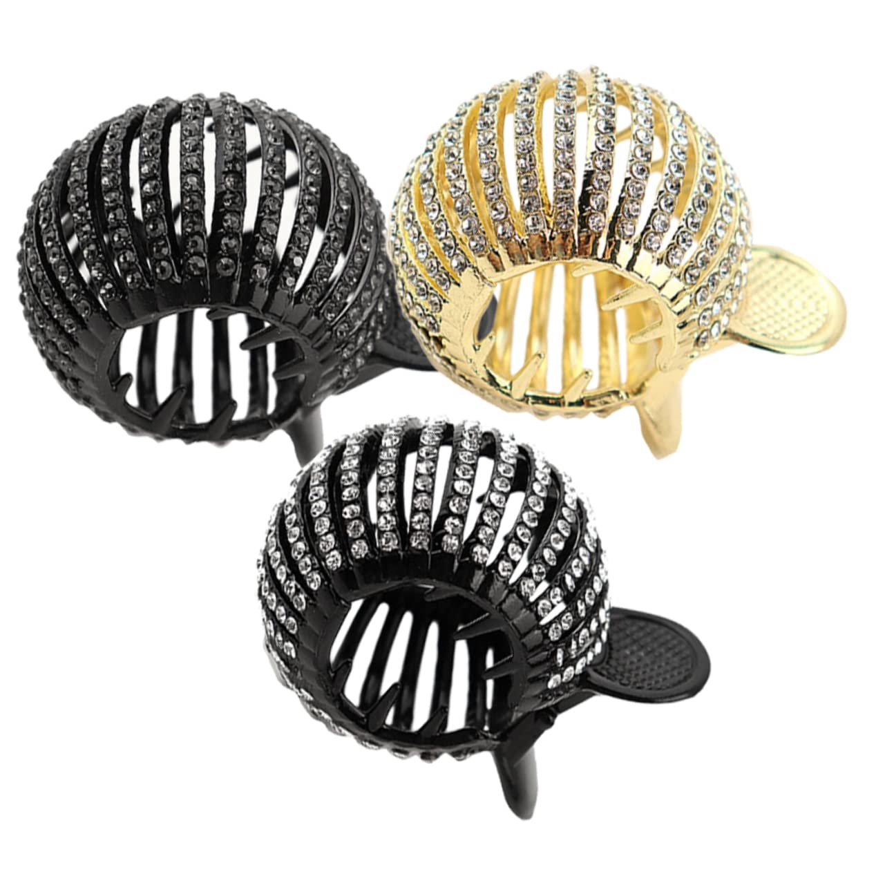 Minkissy 3Pcs Rhinestone Hair Clips for Women - Small Jaw Clips for Fine Long Hair, Ponytail Holder, Sparkling Hair Accessories for Parties, Weddings & Everyday Style